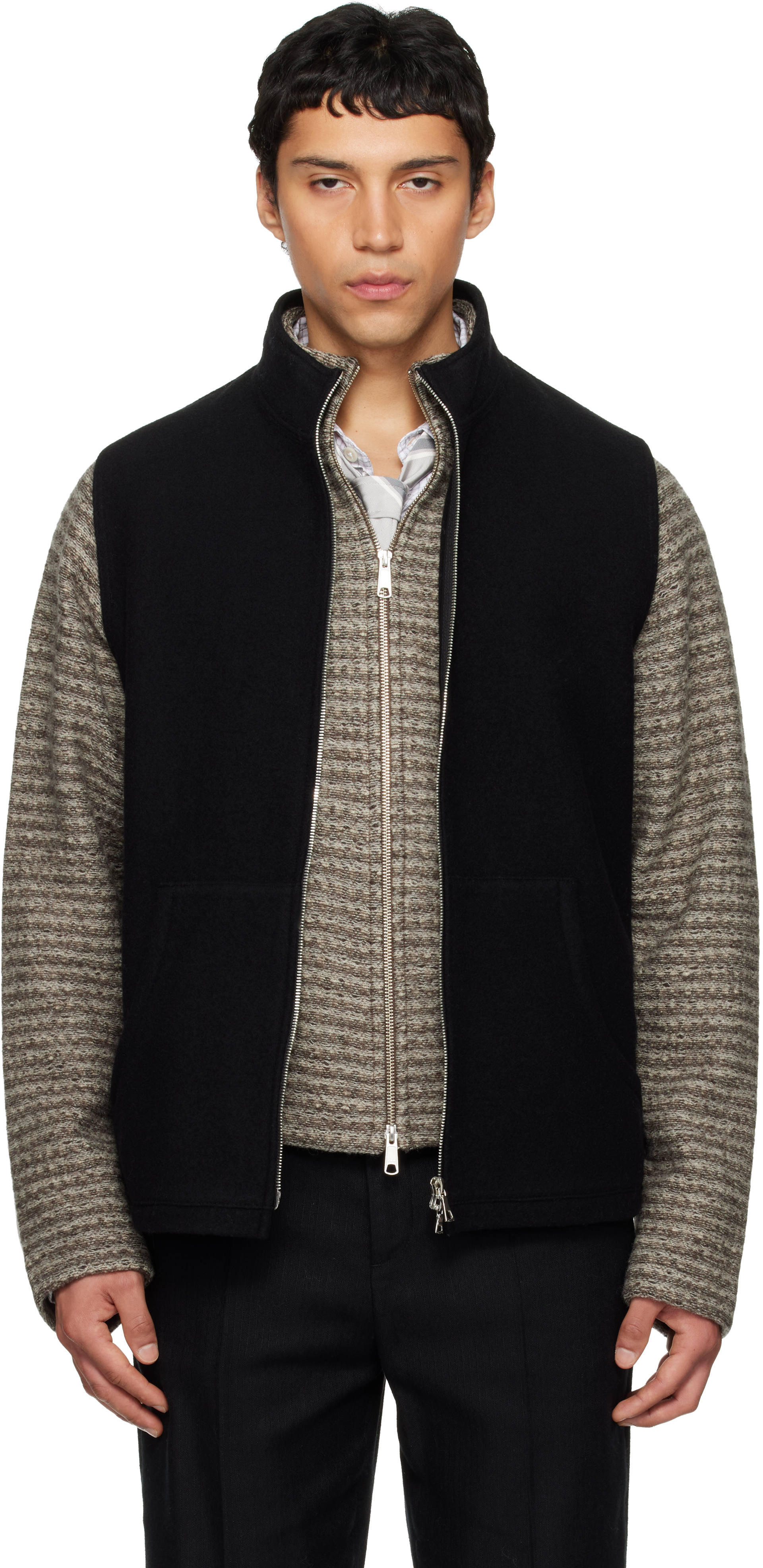 Rier Black Fleece Full Zip Vest