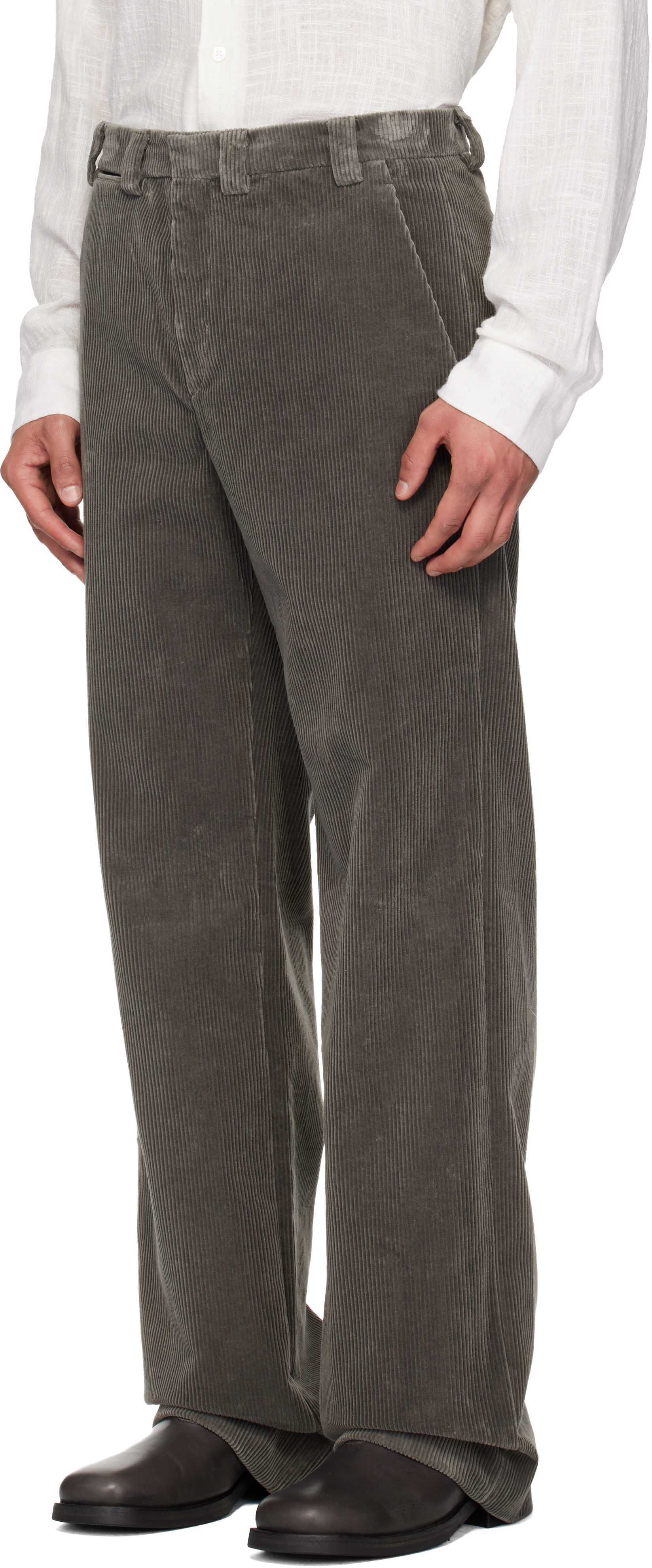 Rier Ssense Exclusive Gray Corduroy Trousers In Gray