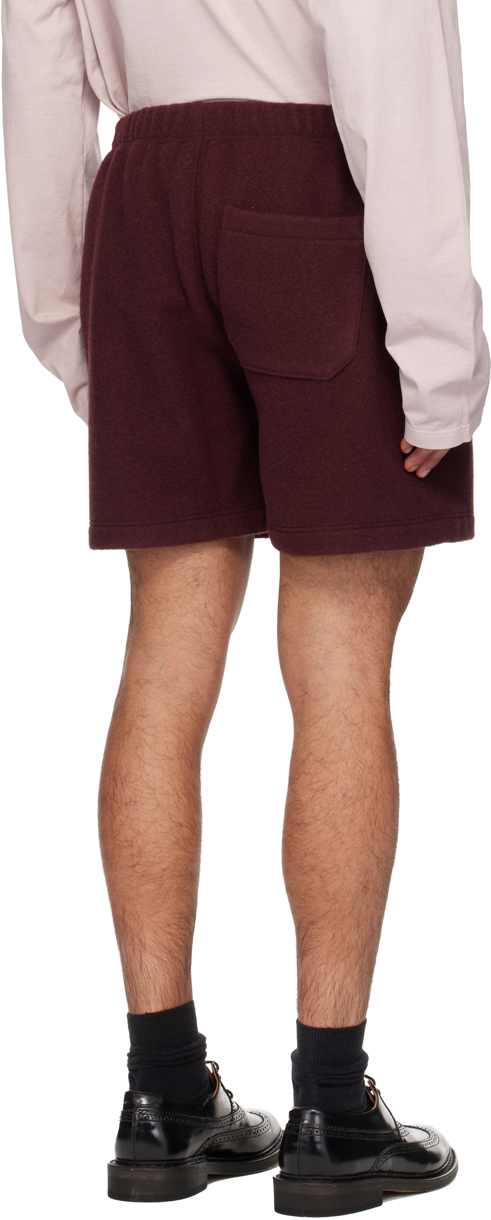 Rier Ssense Exclusive Burgundy Fleece Shorts In Burgundy