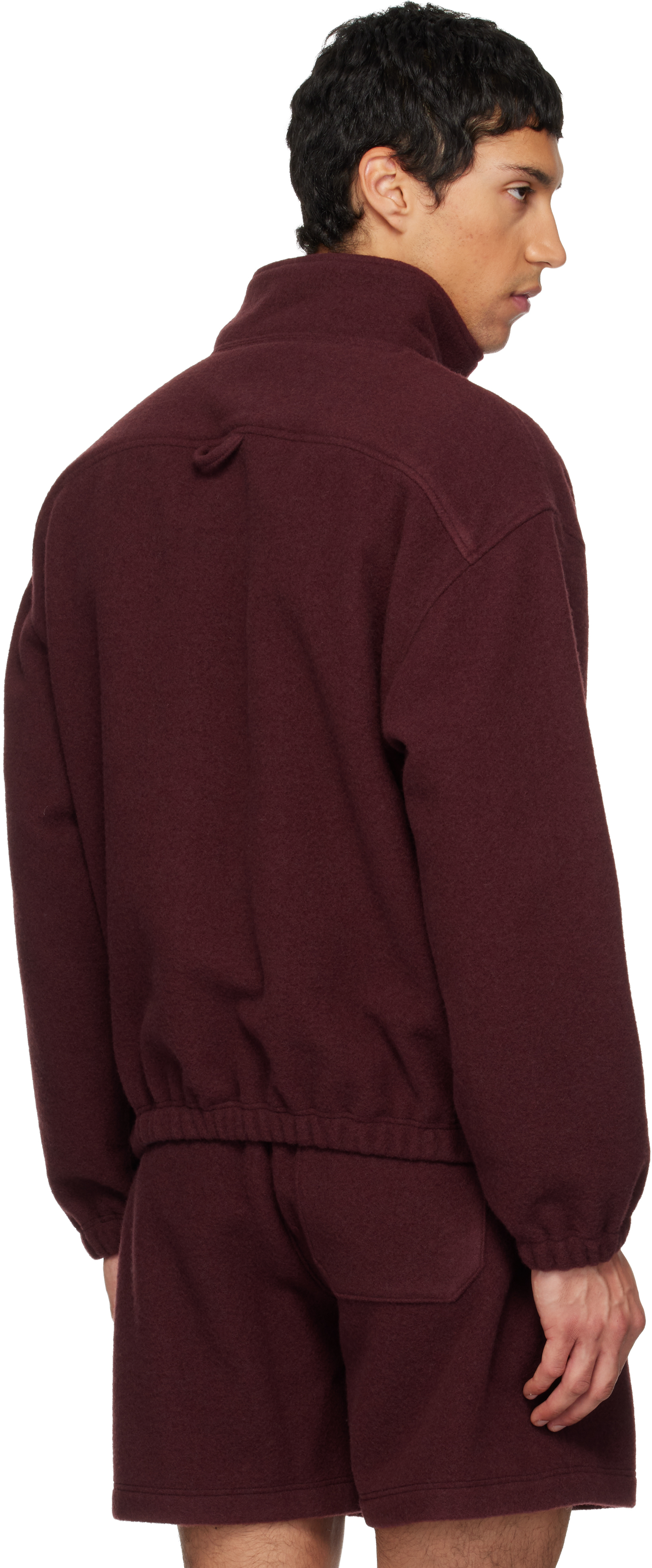 Rier Ssense Exclusive Burgundy Fleece Jacket In Burgundy