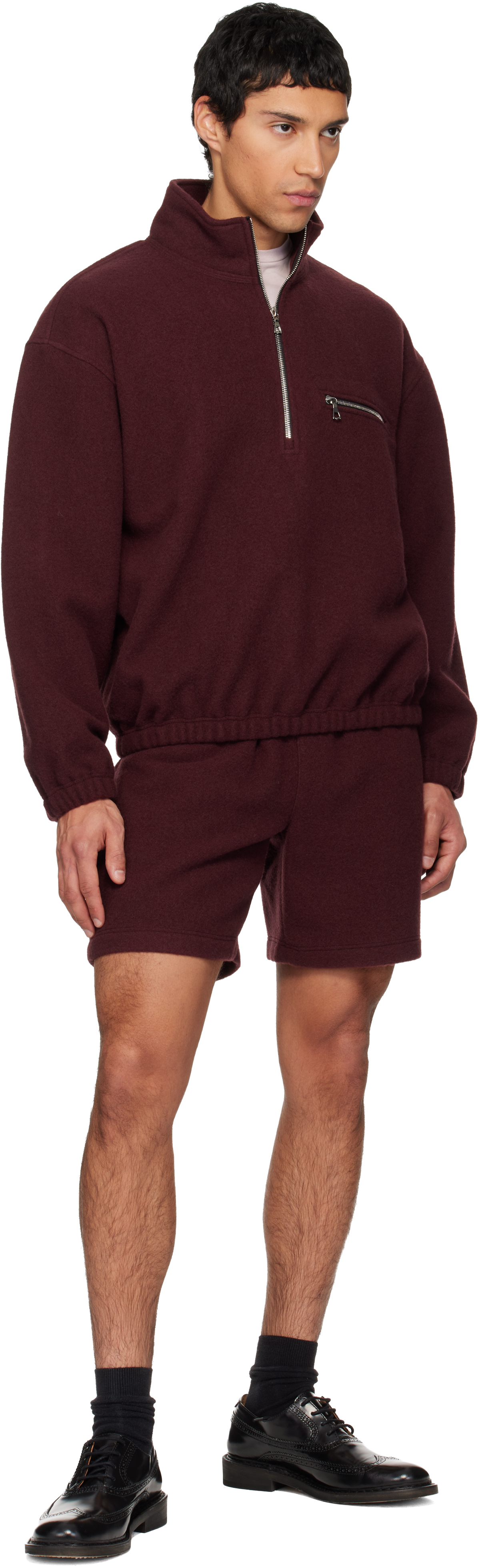 Rier Ssense Exclusive Burgundy Fleece Jacket In Burgundy