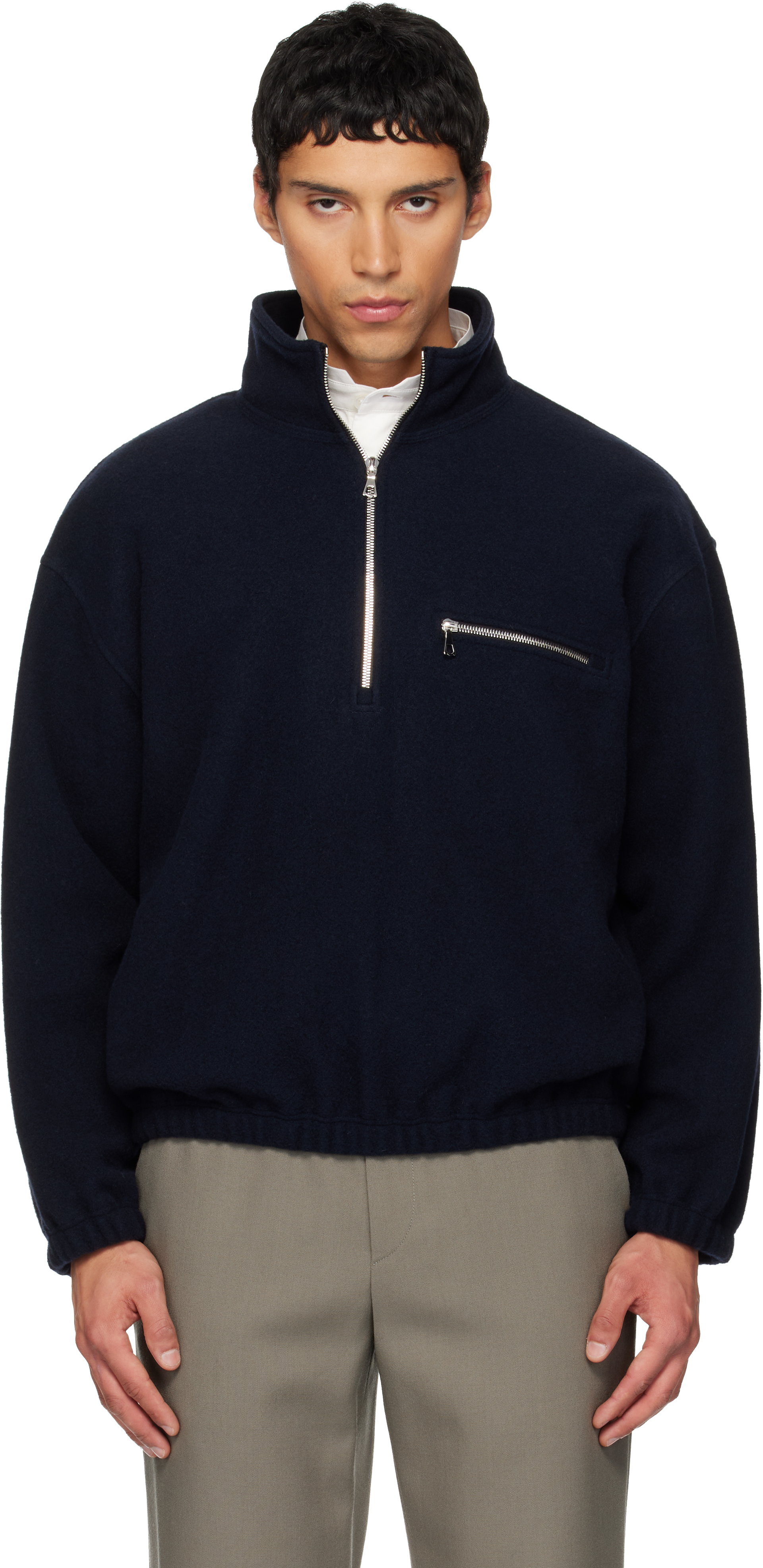Rier Ssense Exclusive Navy Fleece Jacket In Blue