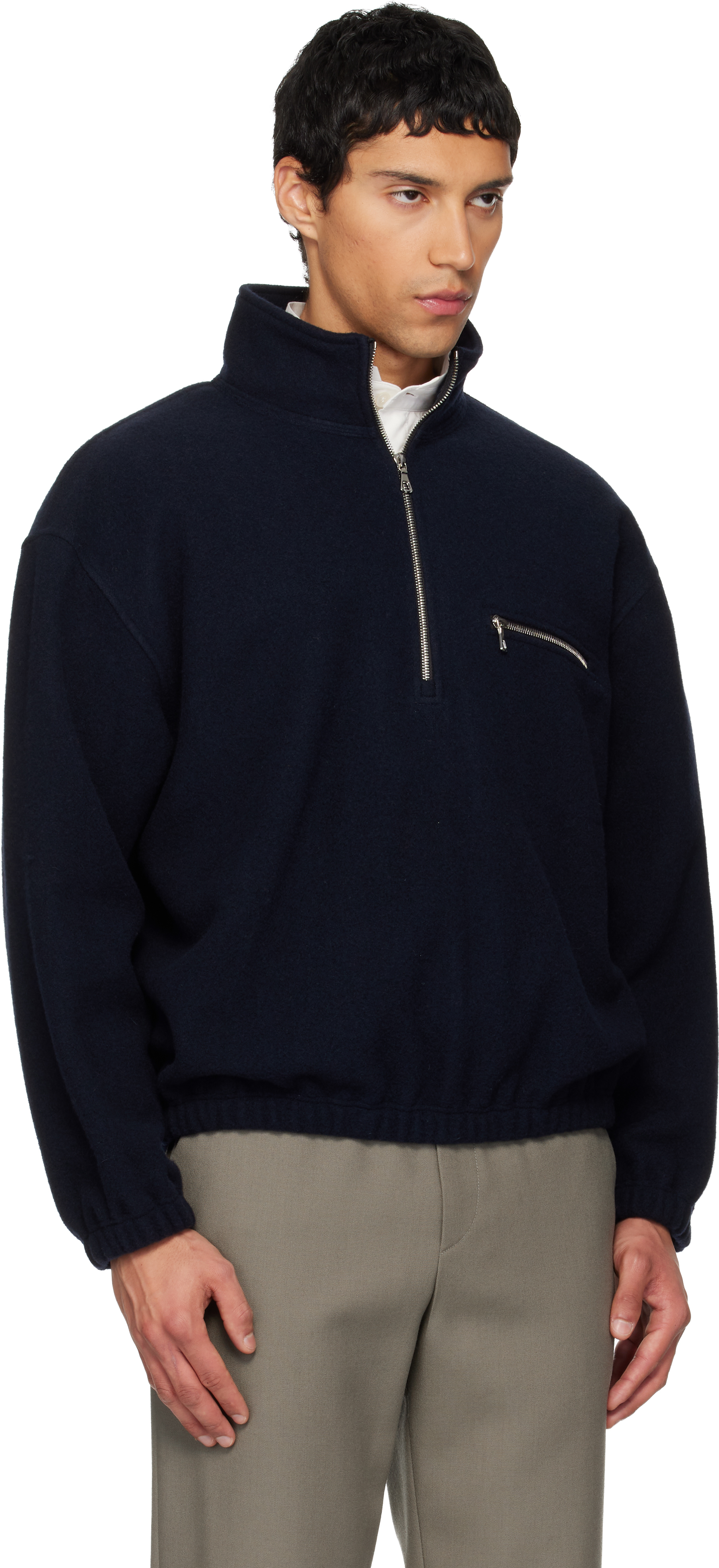Rier Ssense Exclusive Navy Fleece Jacket In Blue