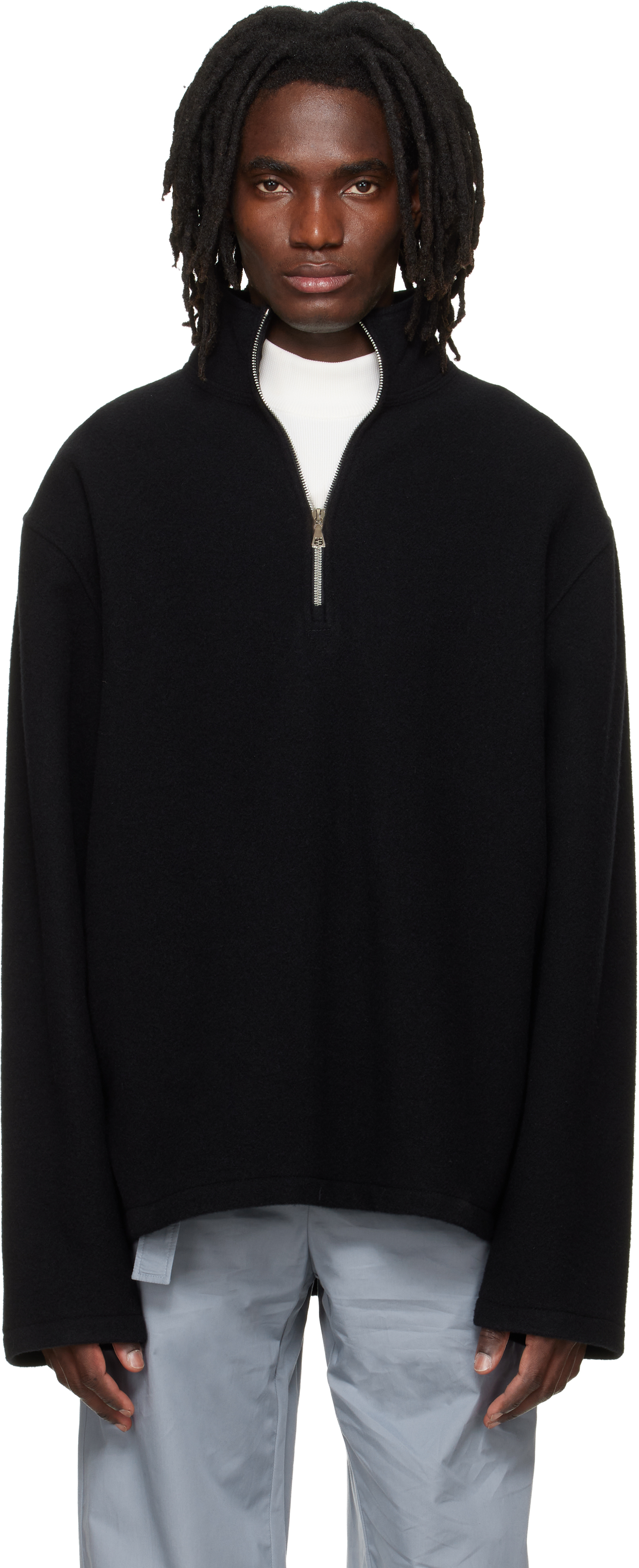Rier: ブラック Fleece Athletic プルオーバー | SSENSE 日本