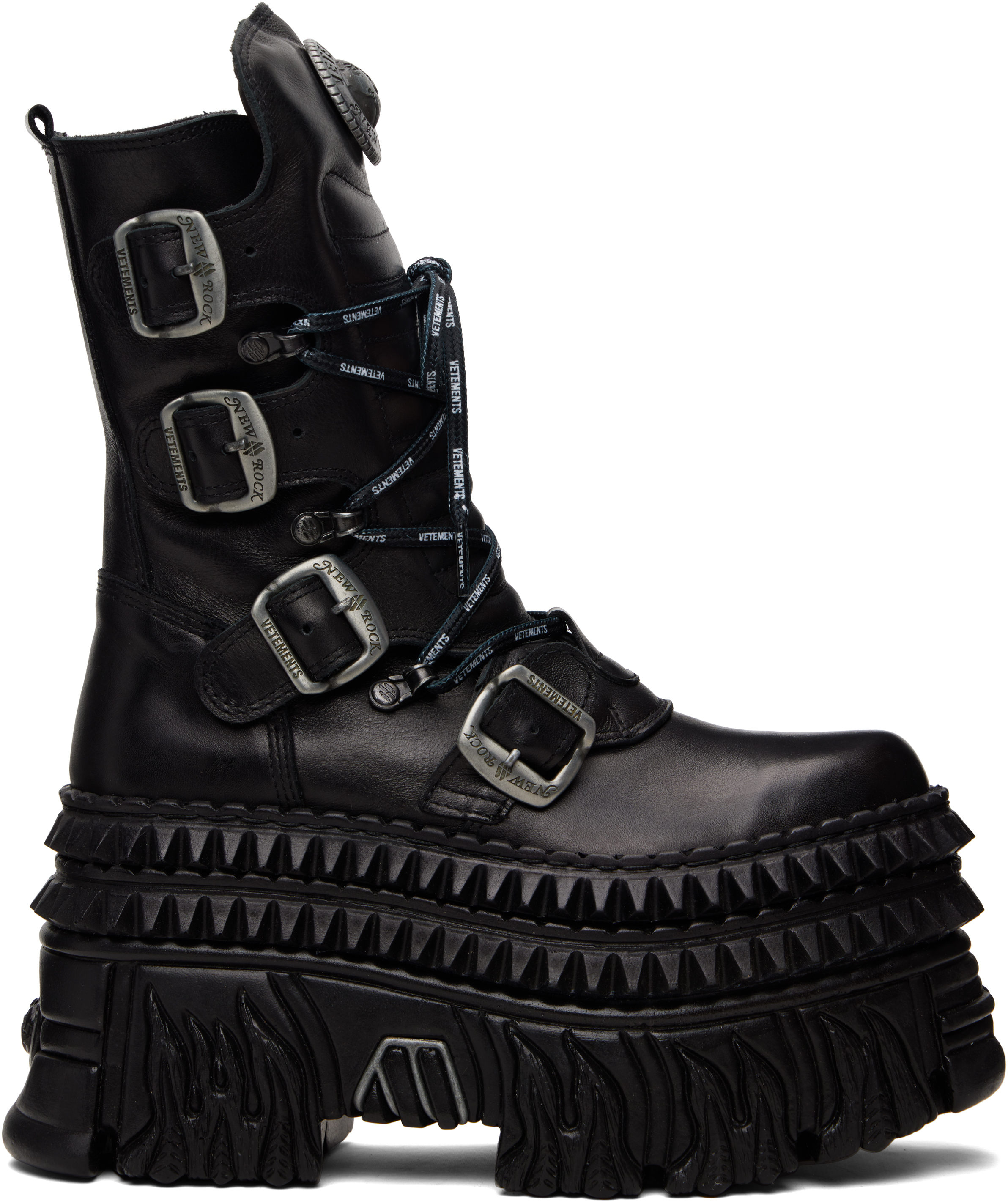 VETEMENTS: Black New Rock Edition Lace Up Boots | SSENSE