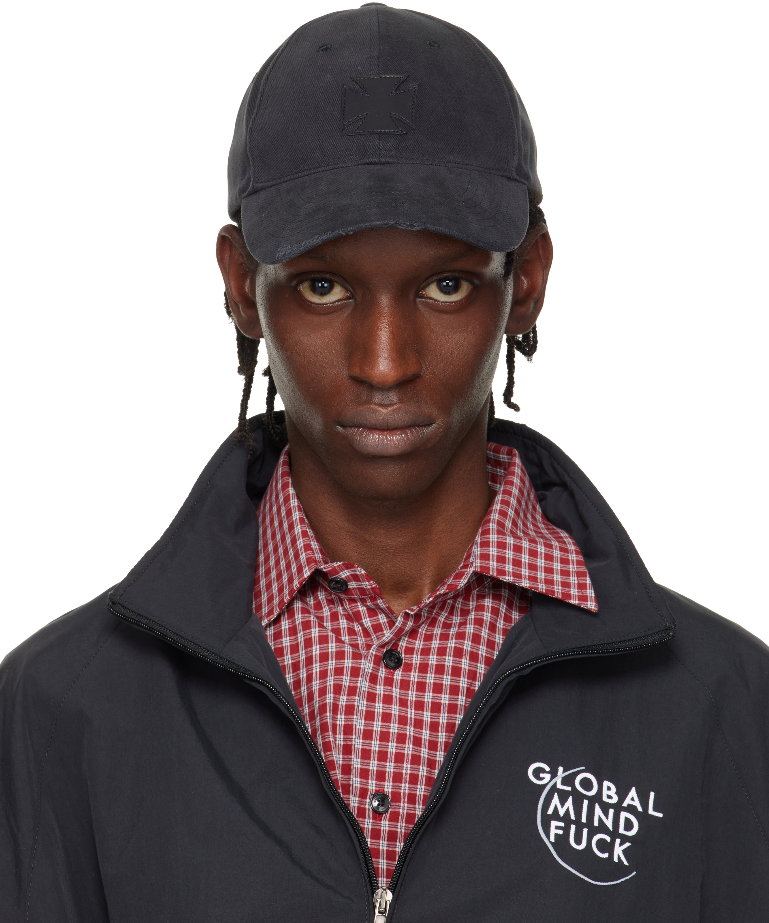 VETEMENTS: ブラック Leather Biker Cross キャップ | SSENSE 日本