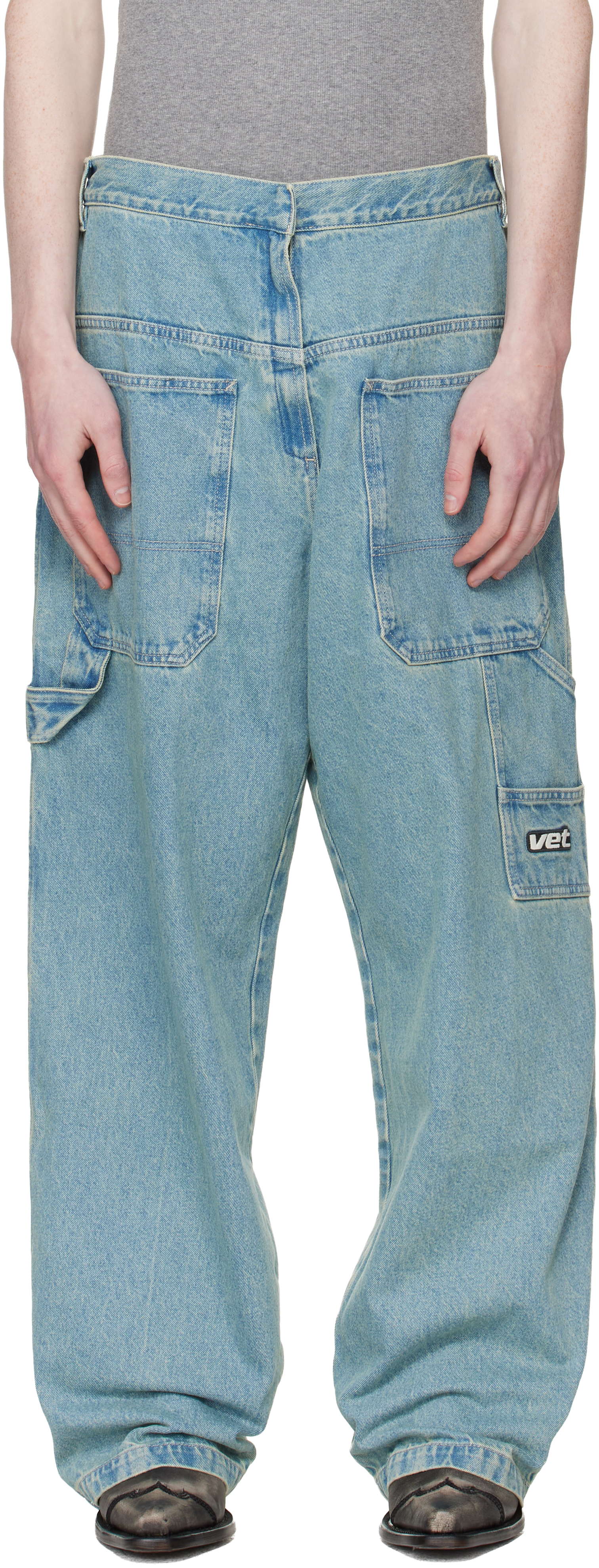 VETEMENTS Blue Back-To-Front Hip-Hop Jeans