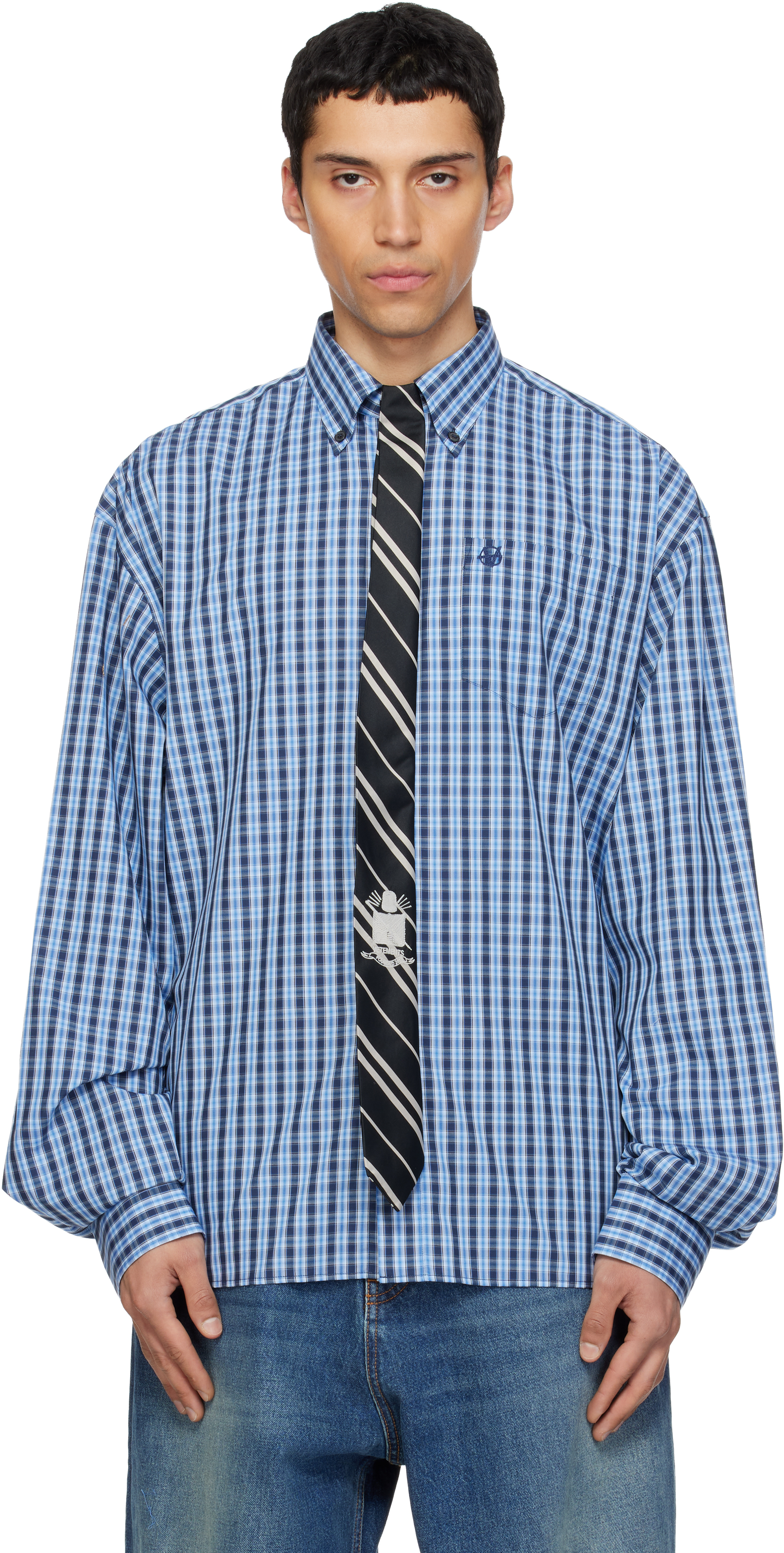 Blue & Navy Tie Classic Shirt by VETEMENTS on Sale