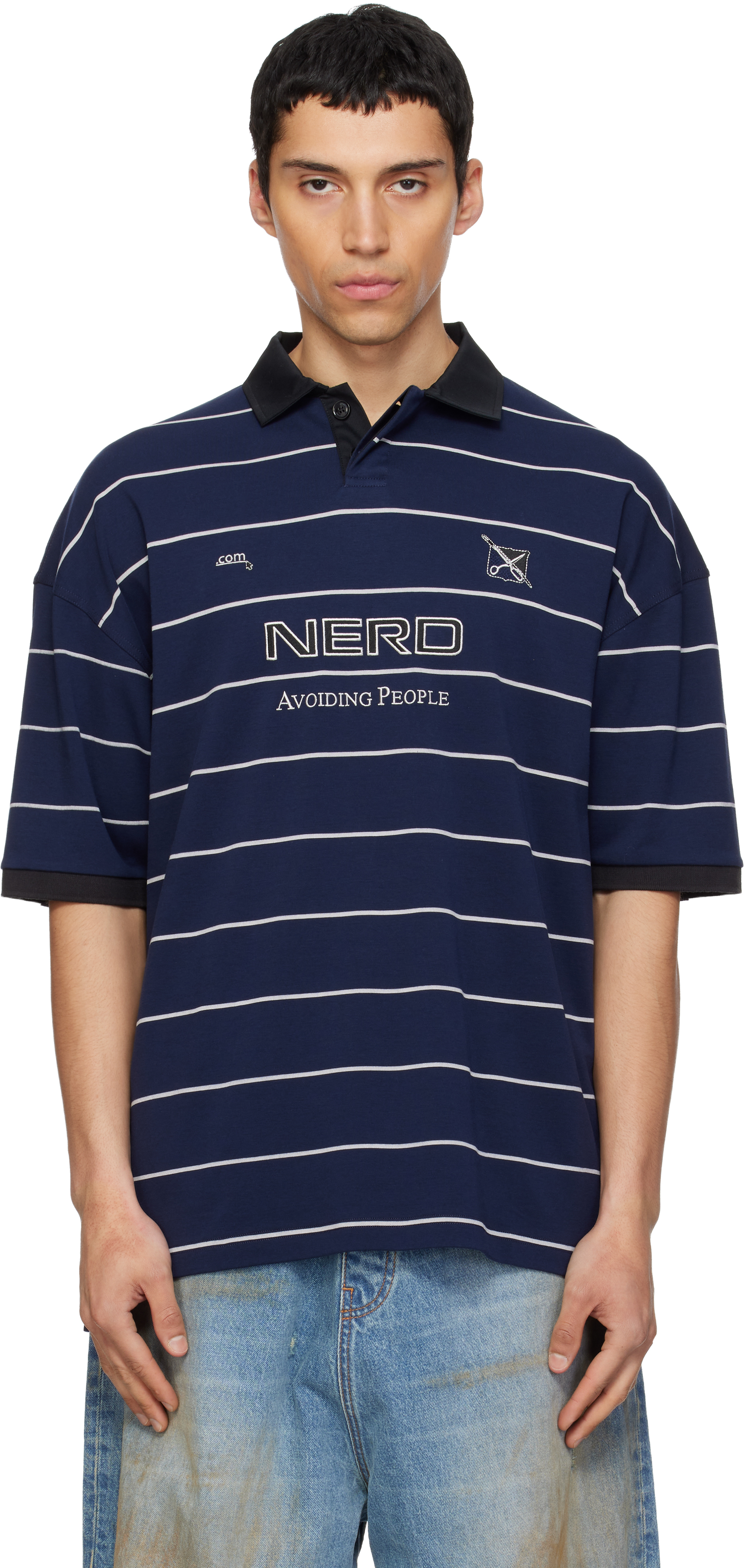 Navy 'Nerd' Football Polo