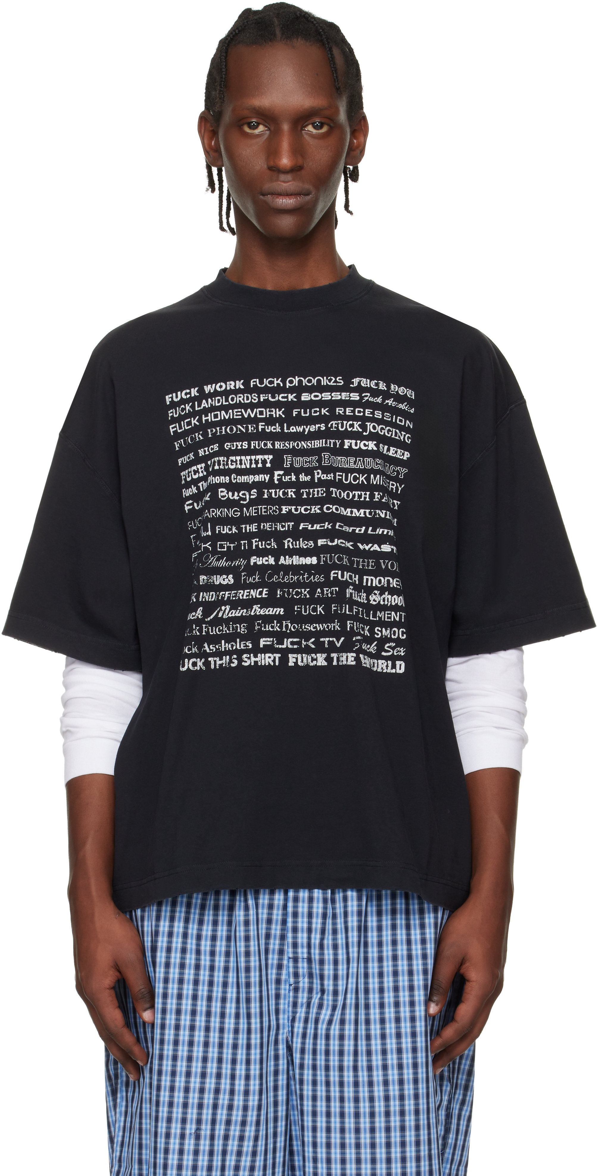 VETEMENTS: ブラック Fuck Everything Tシャツ | SSENSE 日本