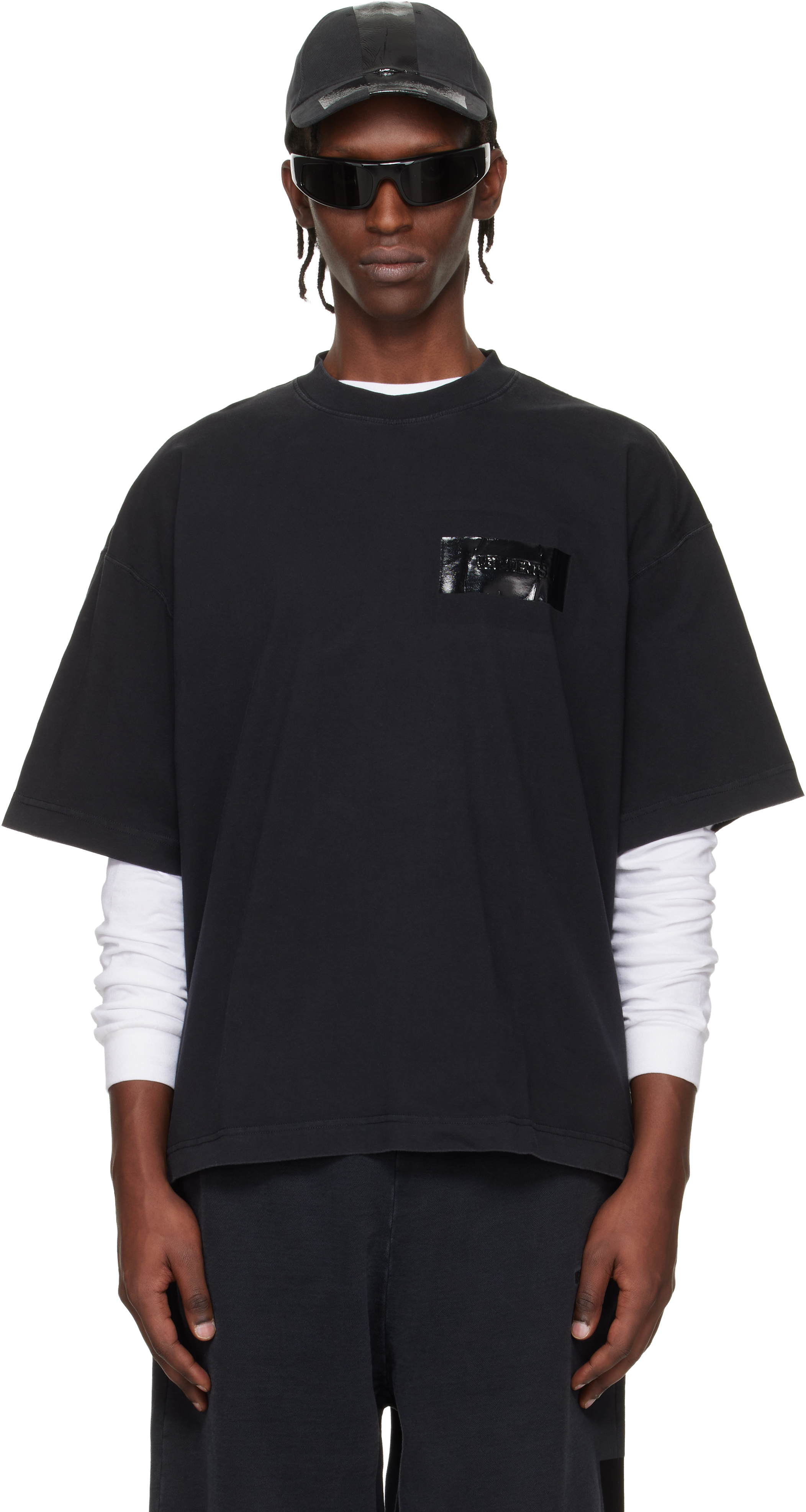 Black Taped Logo T-shirt by VETEMENTS on Sale