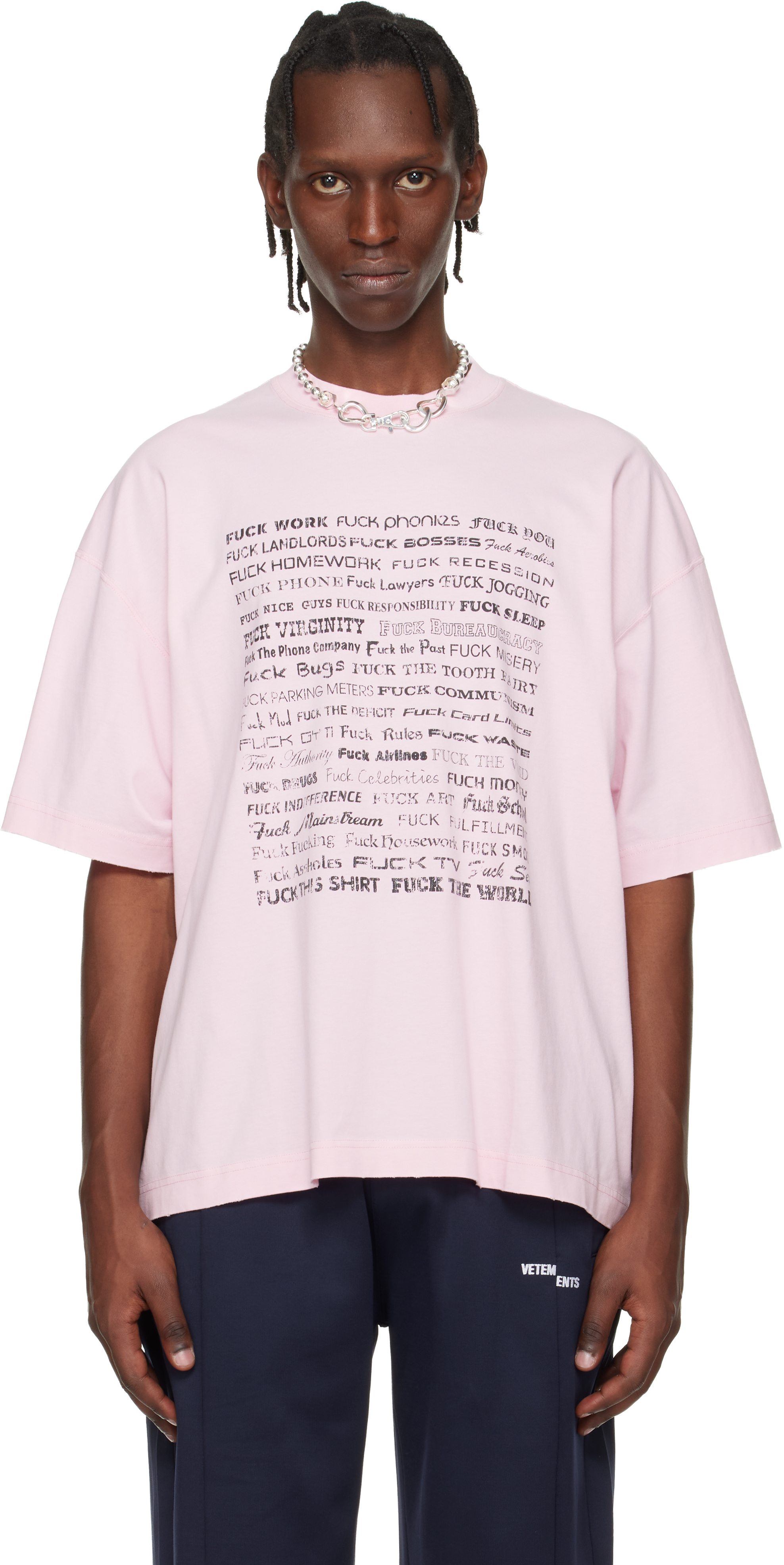 VETEMENTS: ピンク Fuck Everything Tシャツ | SSENSE 日本