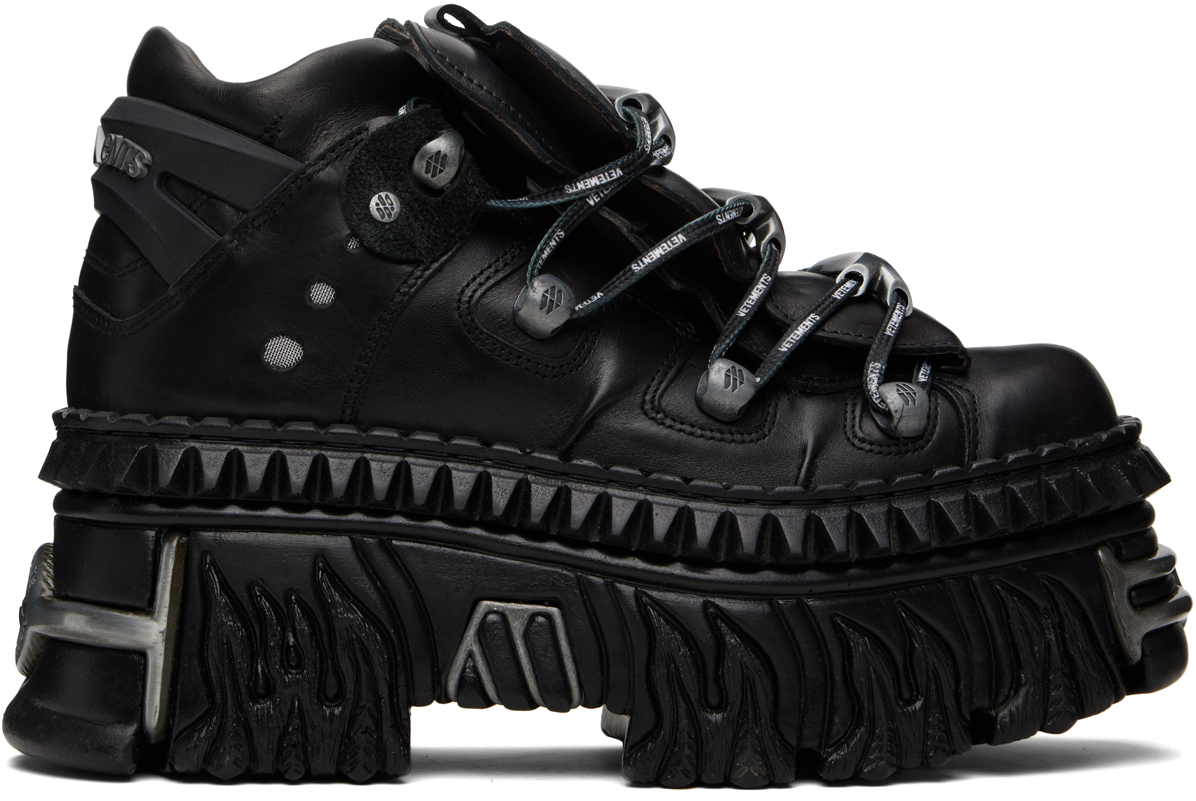 Black New Rock Edition Fire Platform Sneakers by VETEMENTS on Sale