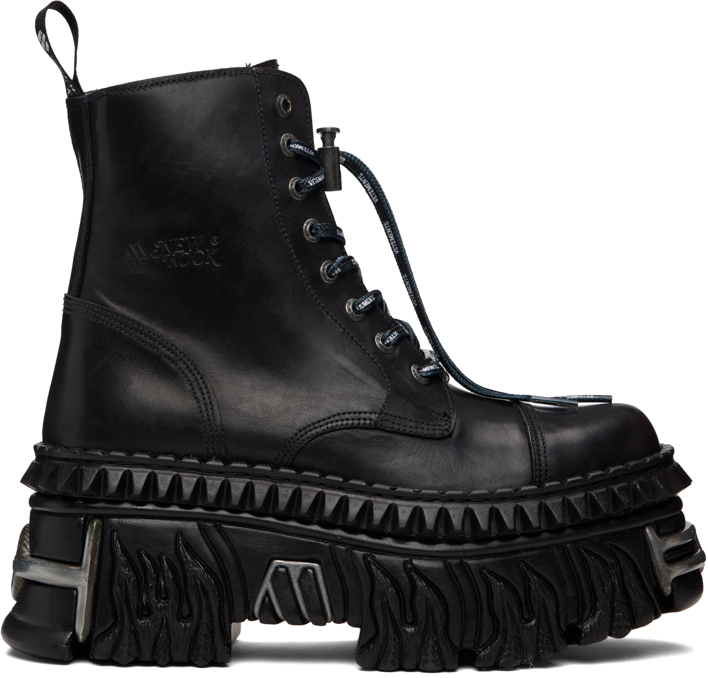 Black New Rock Edition Combat Boots by VETEMENTS on Sale