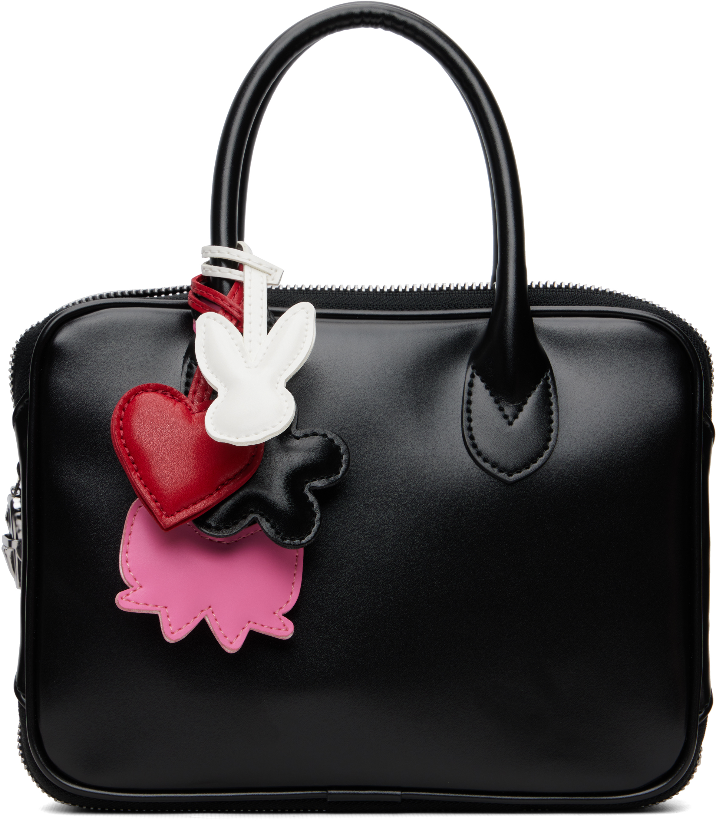 Comme des Garçons Girl: Black Faux Leather Keychain Bag | SSENSE