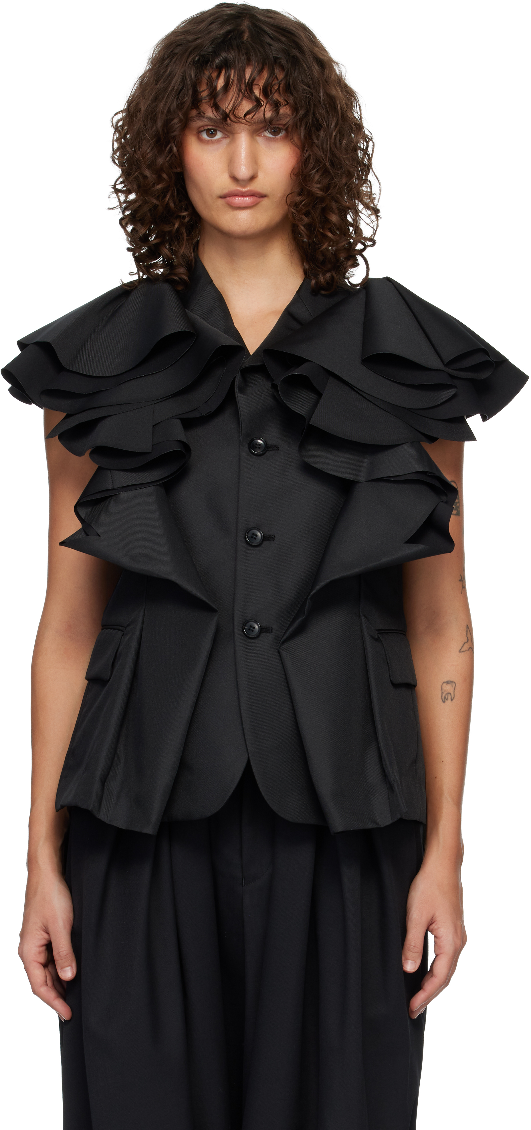 【美品】COMME des GARÇONS フリルテーラードジャケット COMME des GARCONS（コムデギャルソン） 23AW フリルリボン装飾