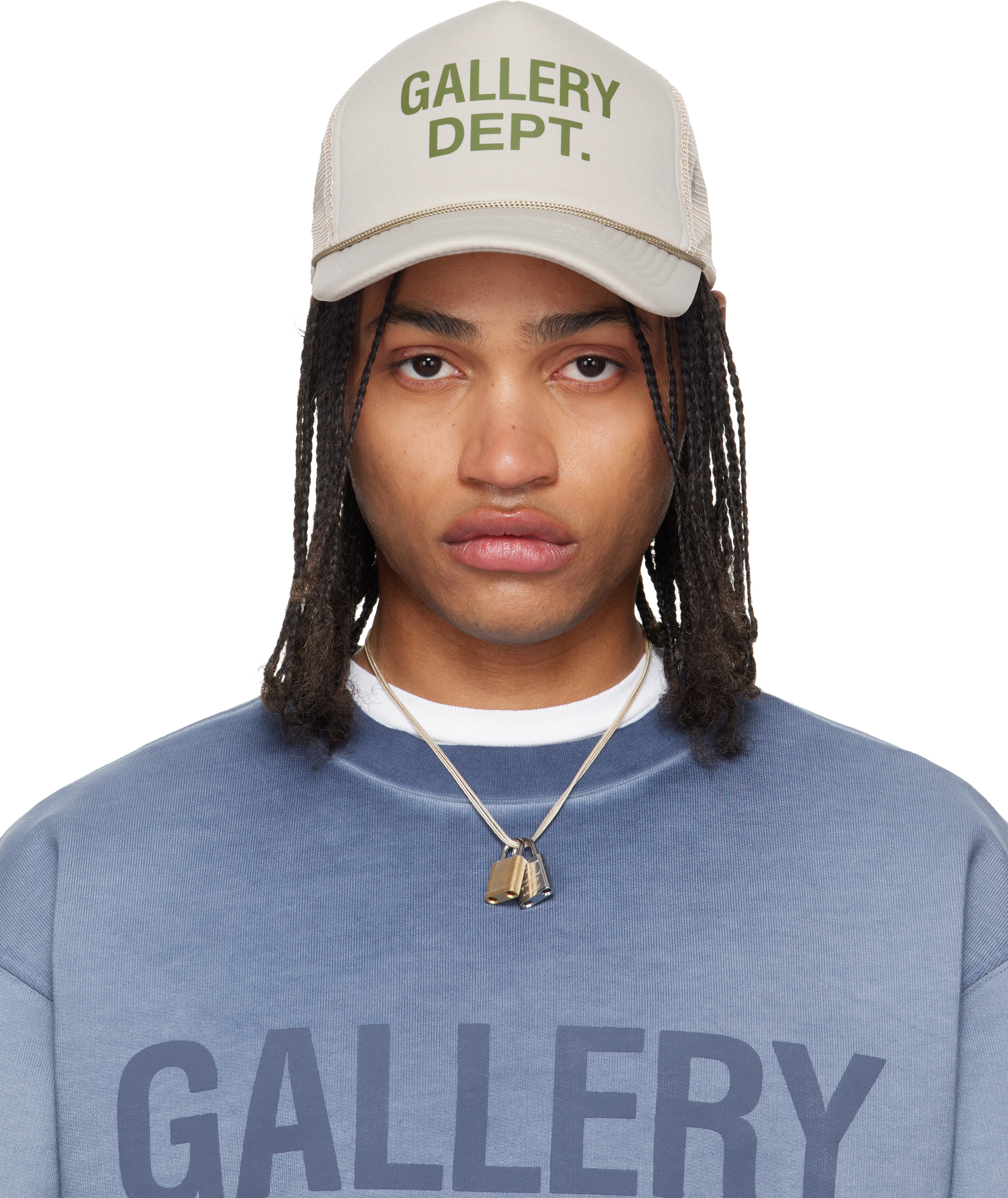 Gallery Dept.: Gray GD Logo Trucker Cap | SSENSE