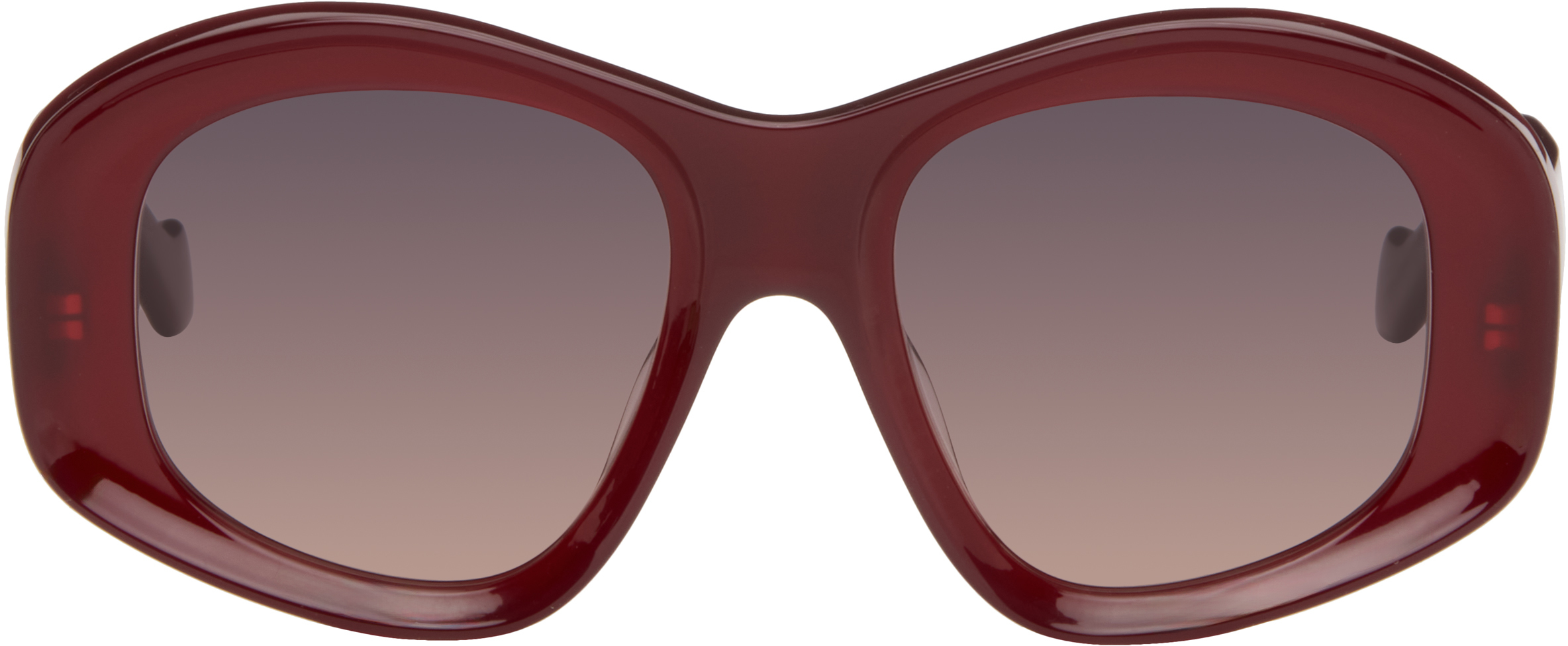 LOEWE Burgundy Beveled Pentagon Sunglasses