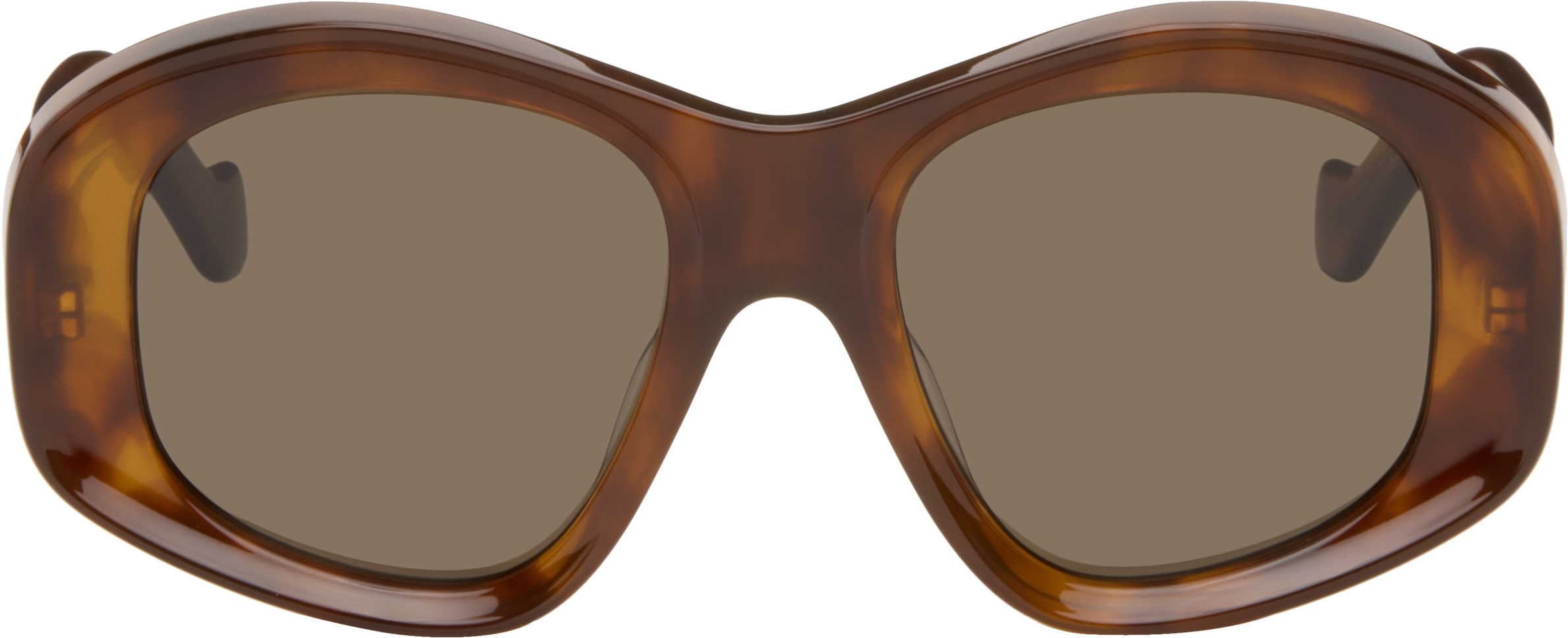 LOEWE ロエベ ロゴテンプル カレーレンズサングラス アイウェア ブラウン/ゴールド LW40148U ウェーブ マスクサングラス ブラウン - ロエベ 日本 公式サイト