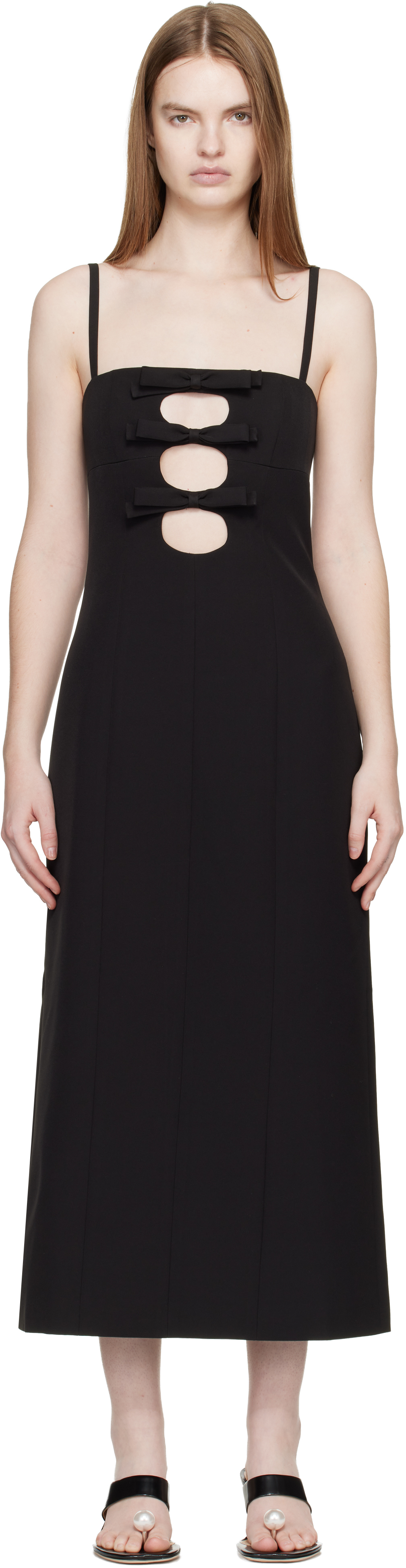 Sandy Liang Black Sen Midi Dress