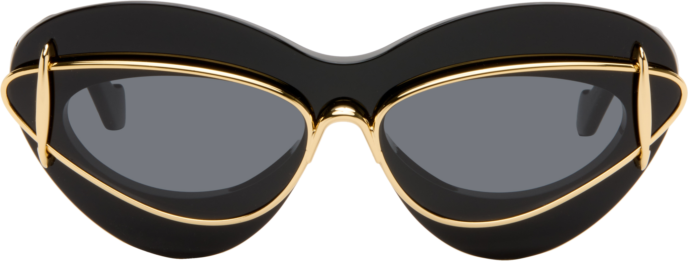 LOEWE: ブラック Double Frame サングラス | SSENSE 日本