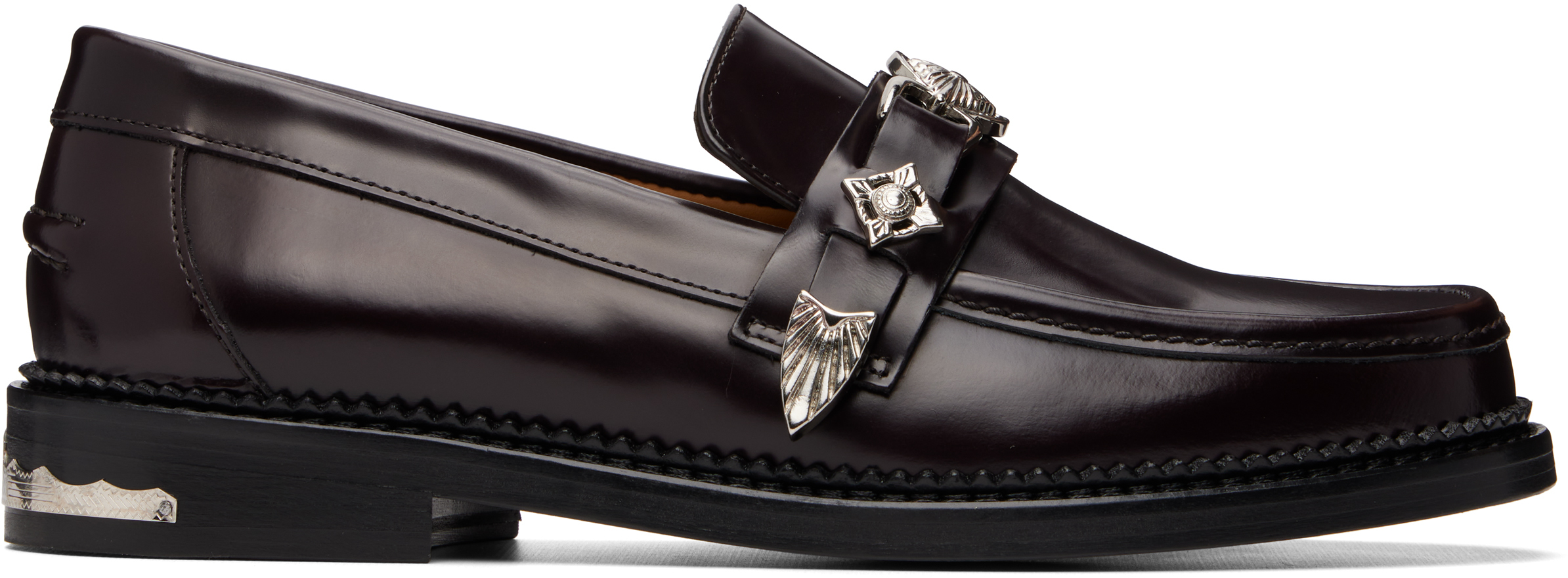 Toga Virilis SSENSE Exclusive Burgundy Metal Loafers