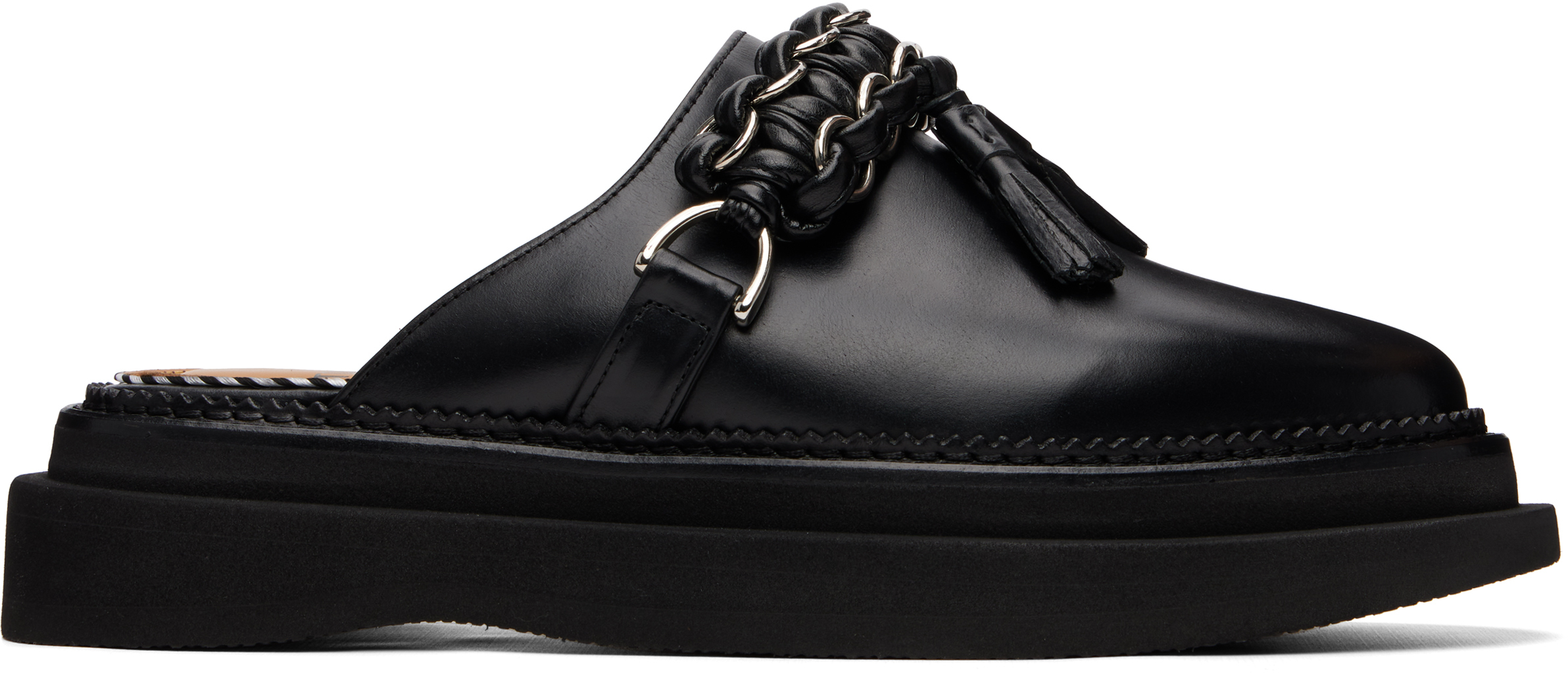Black Hard Leather Slip-on Loafers by Toga Virilis on Sale
