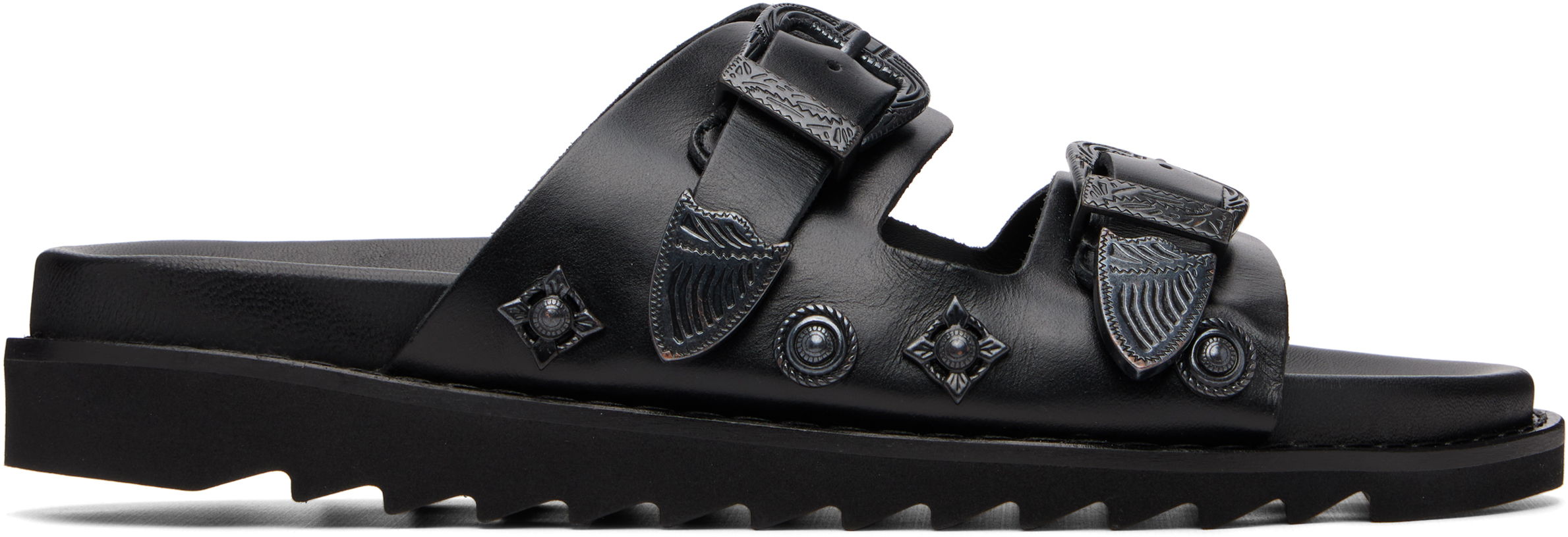 Toga Virilis: SSENSE Exclusive Black Buckle Sandals | SSENSE
