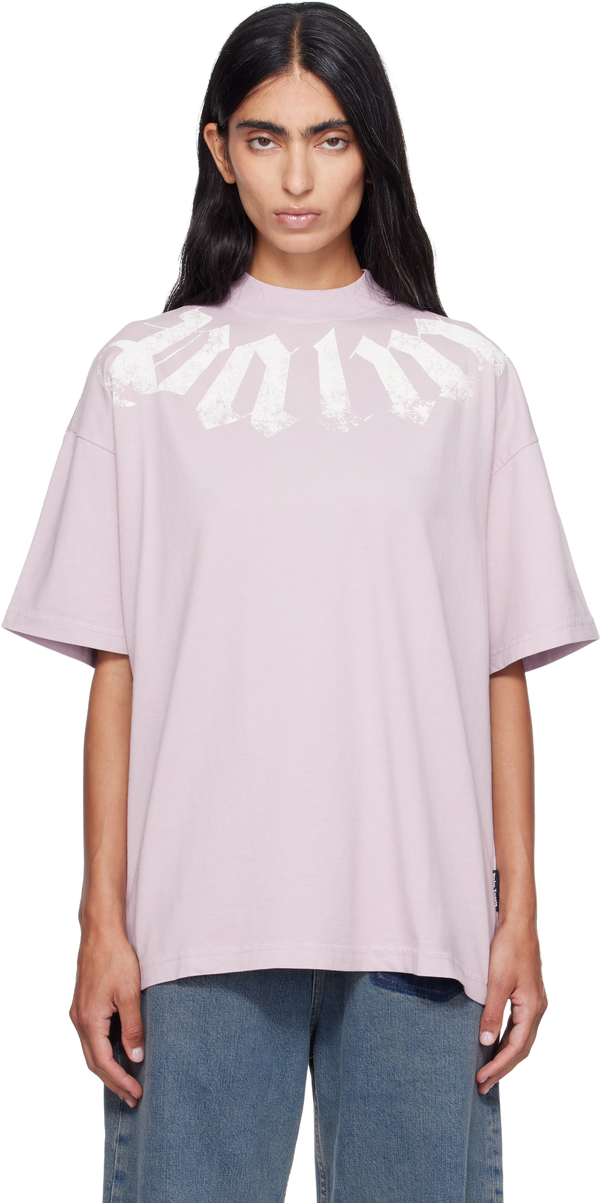Palm Angels: Purple Big Neck Logo T-shirt | SSENSE