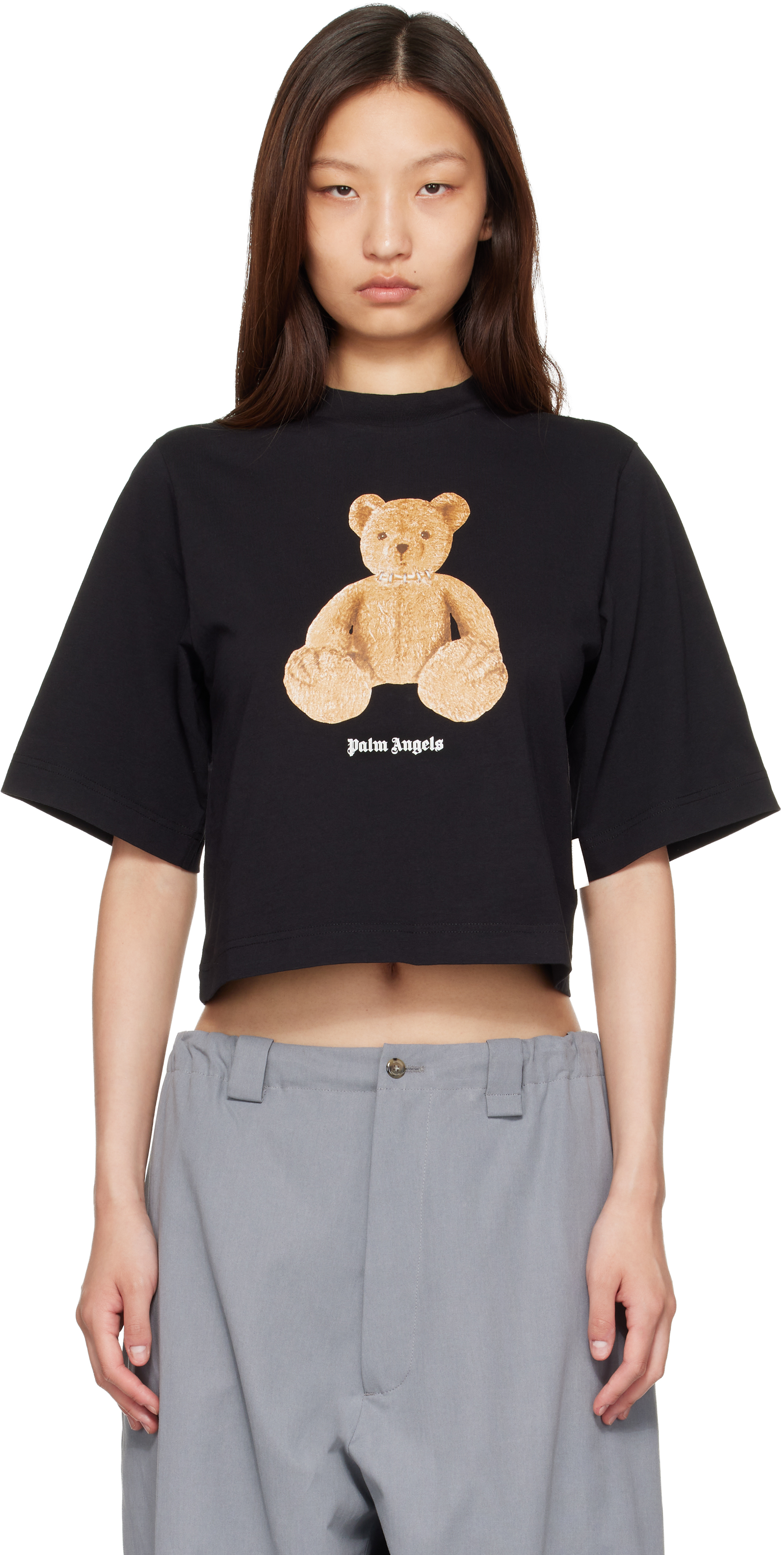 Black Bear Boxy T-shirt by Palm Angels on Sale