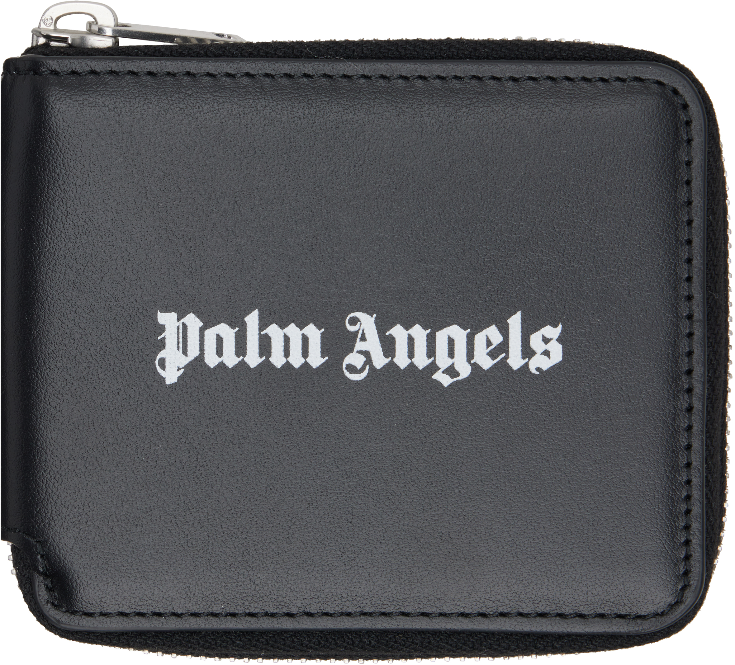 Black Classic Logo Zip Around Wallet by Palm Angels on Sale