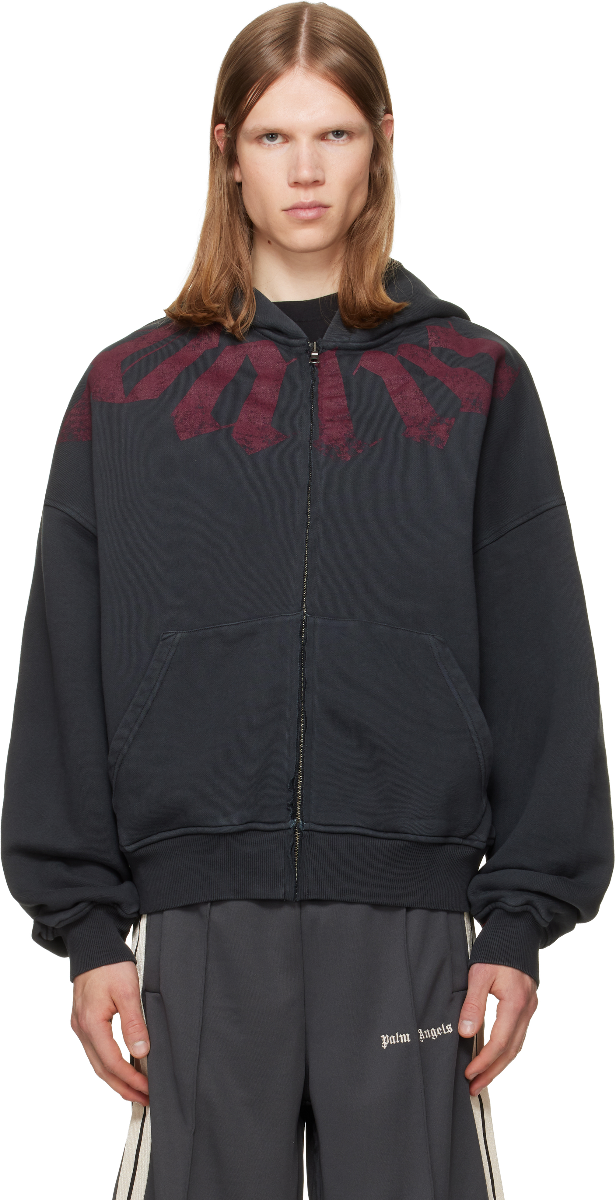 Palm Angelsのブラック Big Neck Logo ジップフーディがセール中