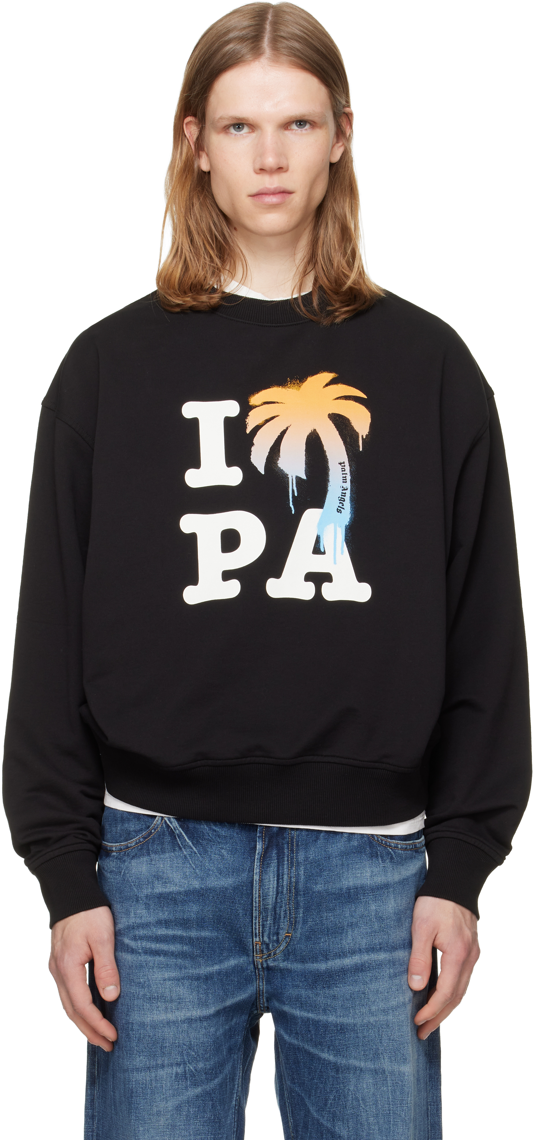 Palm Angelsのブラック 'I Love PA' Regular Crew スウェットシャツが