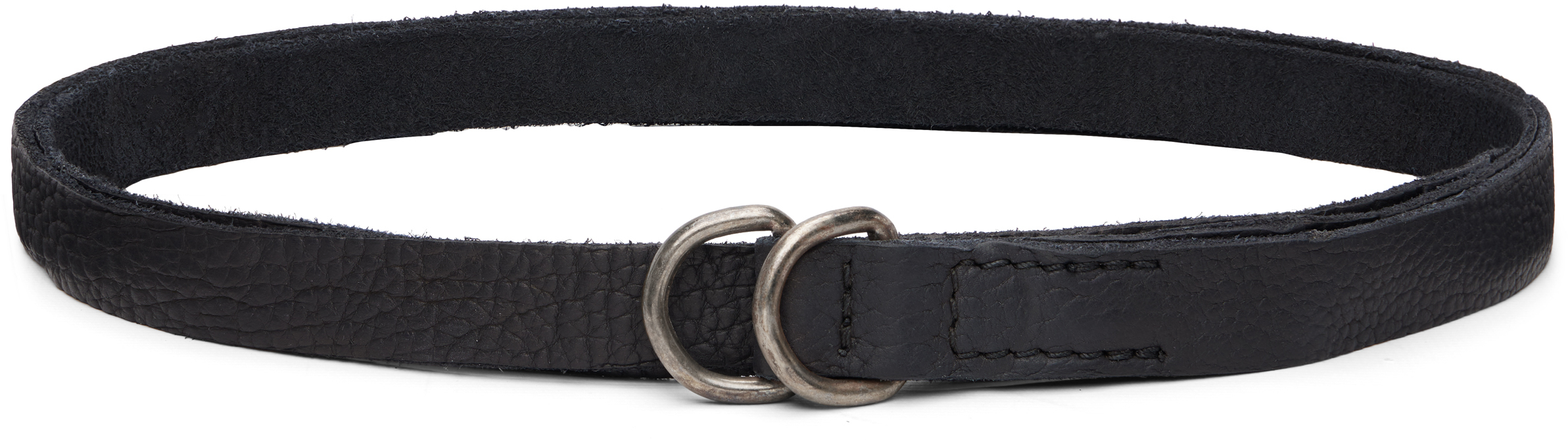 小物 GUIDI grained leather narrow long belt Guidi: Black Leather Belt | SSENSE