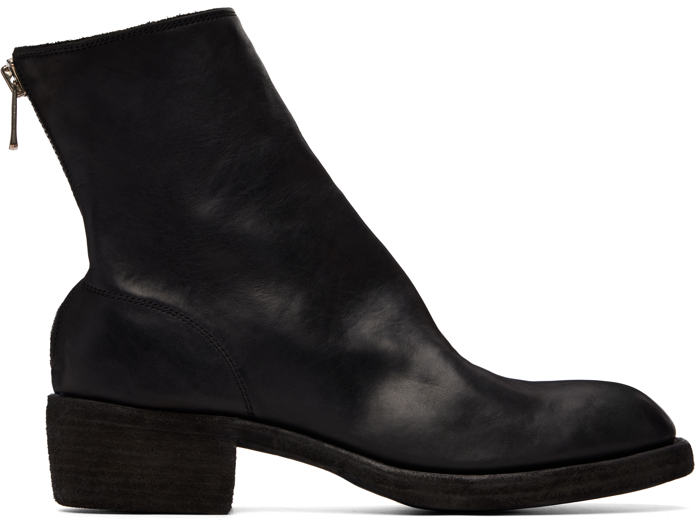 Guidi: Black 796Z Leather Back Zip Top-Ankle Boots | SSENSE