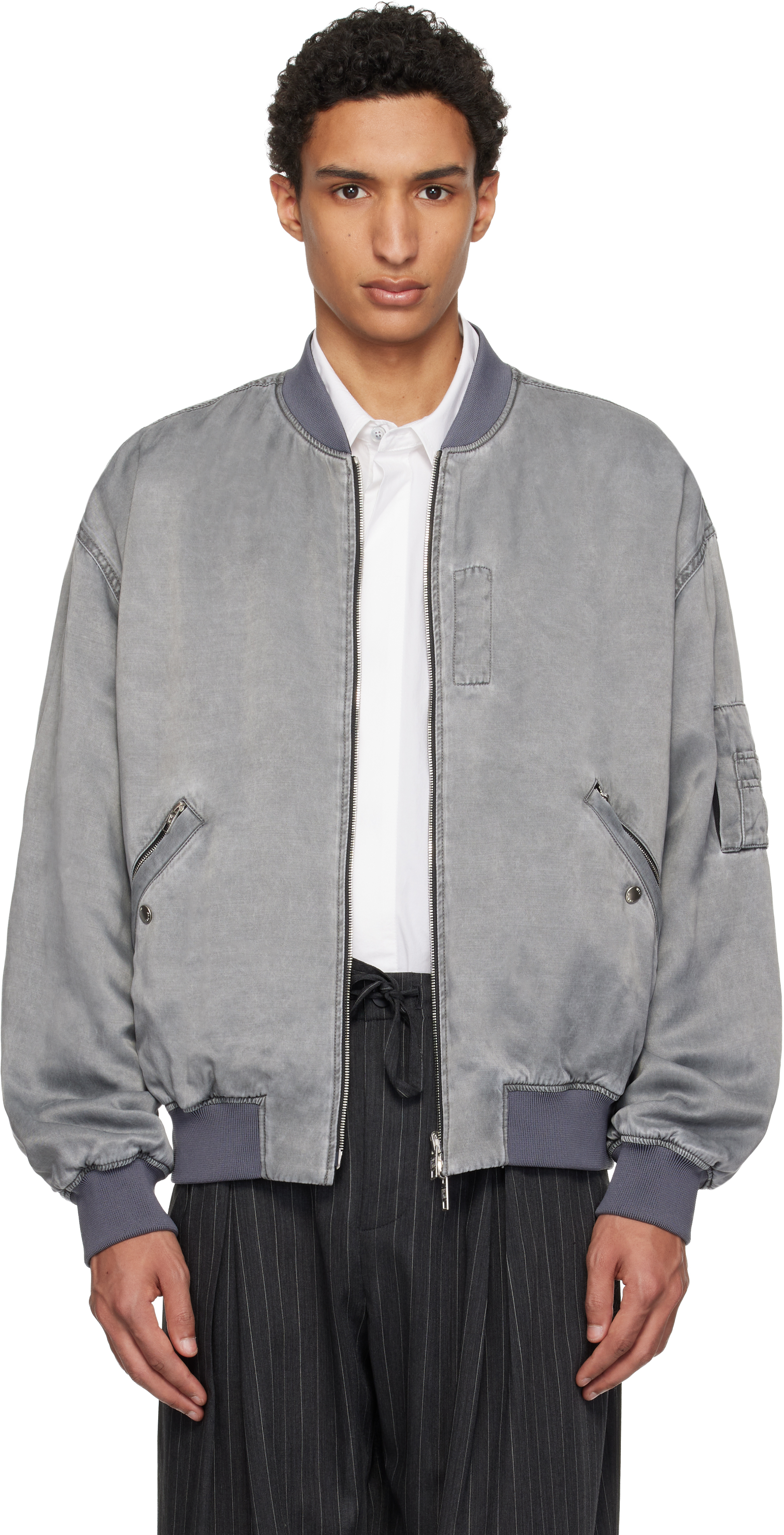 WOOYOUNGMI Gray Faded Reversible Bomber Jacket