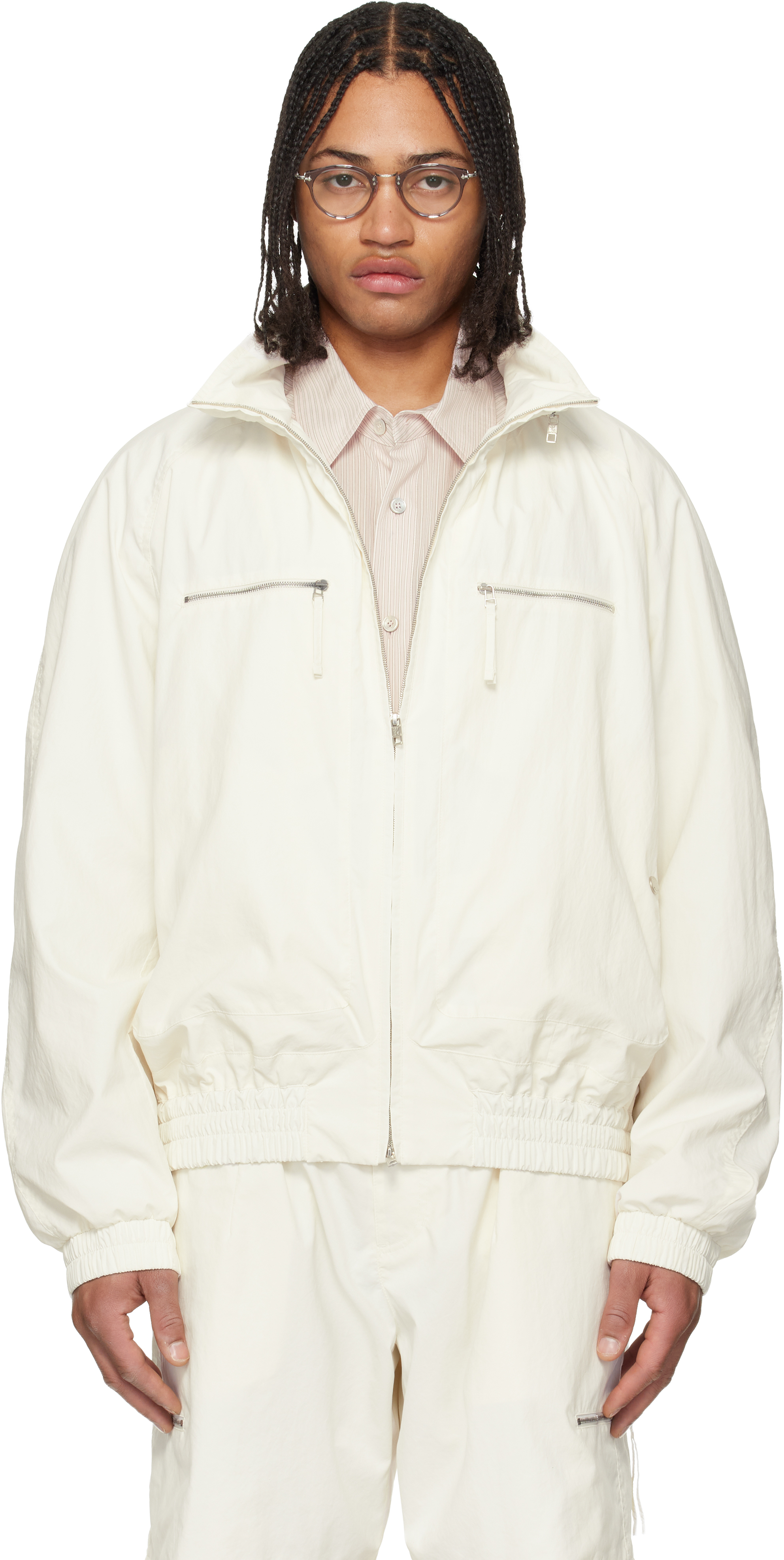 Off-White Zip Detail Windbreaker Jacket by WOOYOUNGMI on Sale