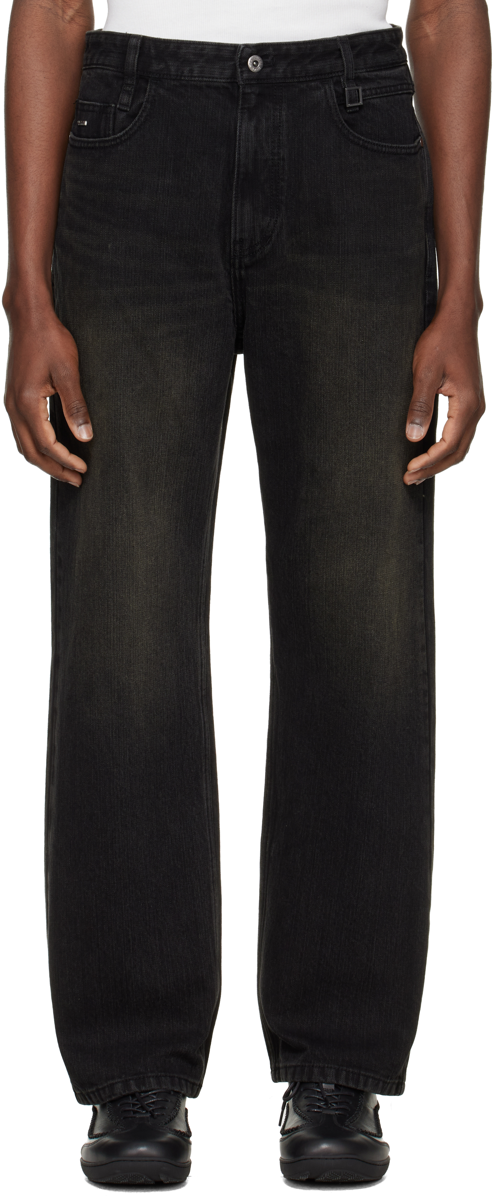woo young mi ブラックウォッシュドストレートデニム　デザイナーズ Wooyoungmi メンズ ジーンズ | SSENSE 日本
