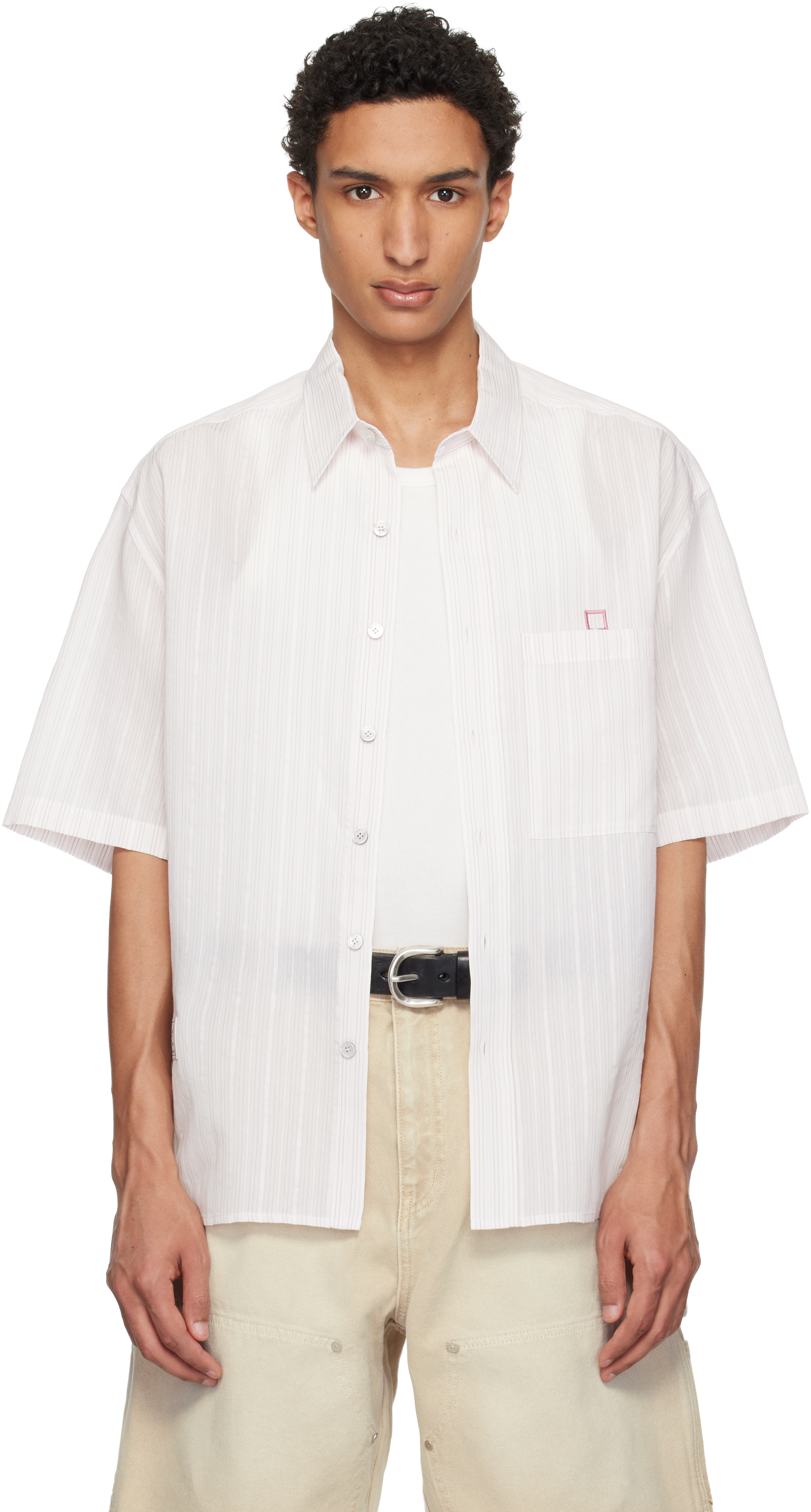 WOOYOUNGMI White & Pink Striped Shirt