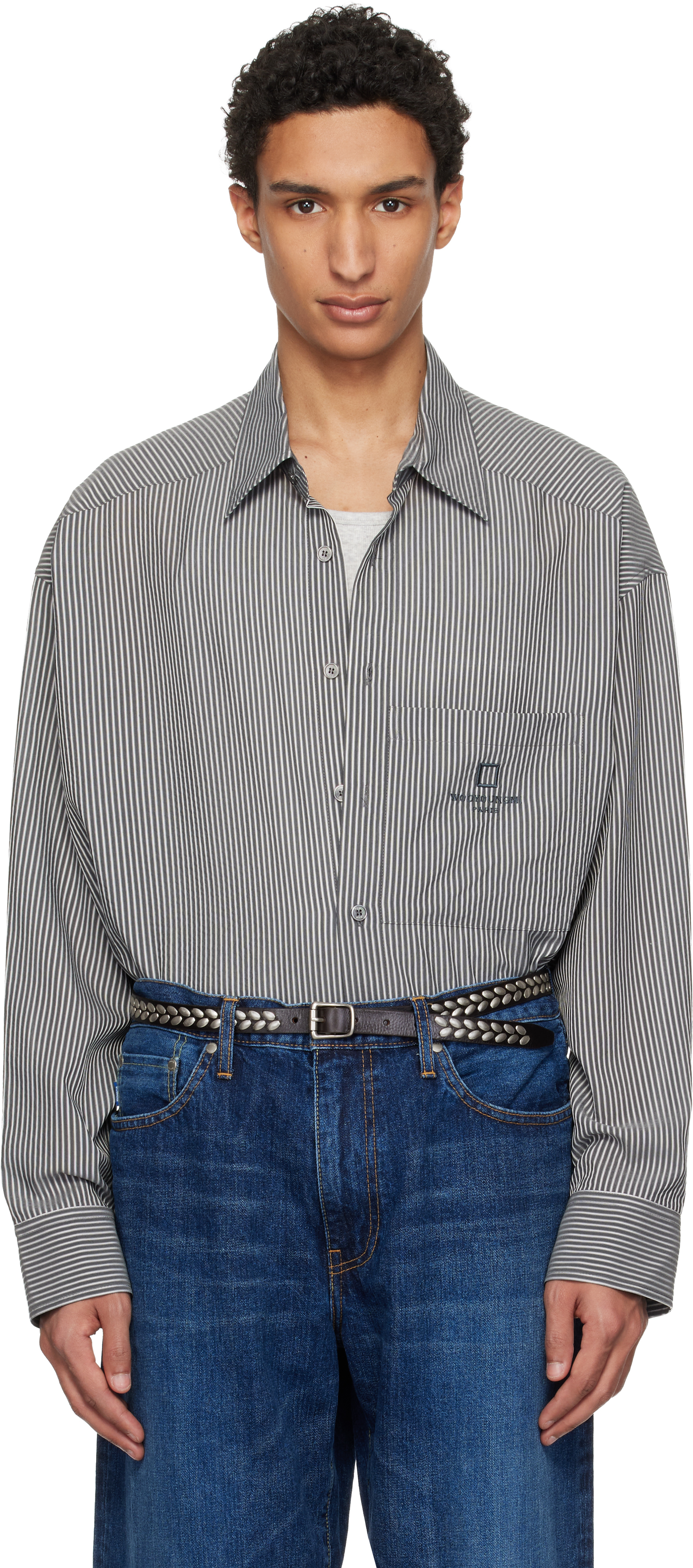 WOOYOUNGMIのブラック Stripe Over Size シャツがセール中