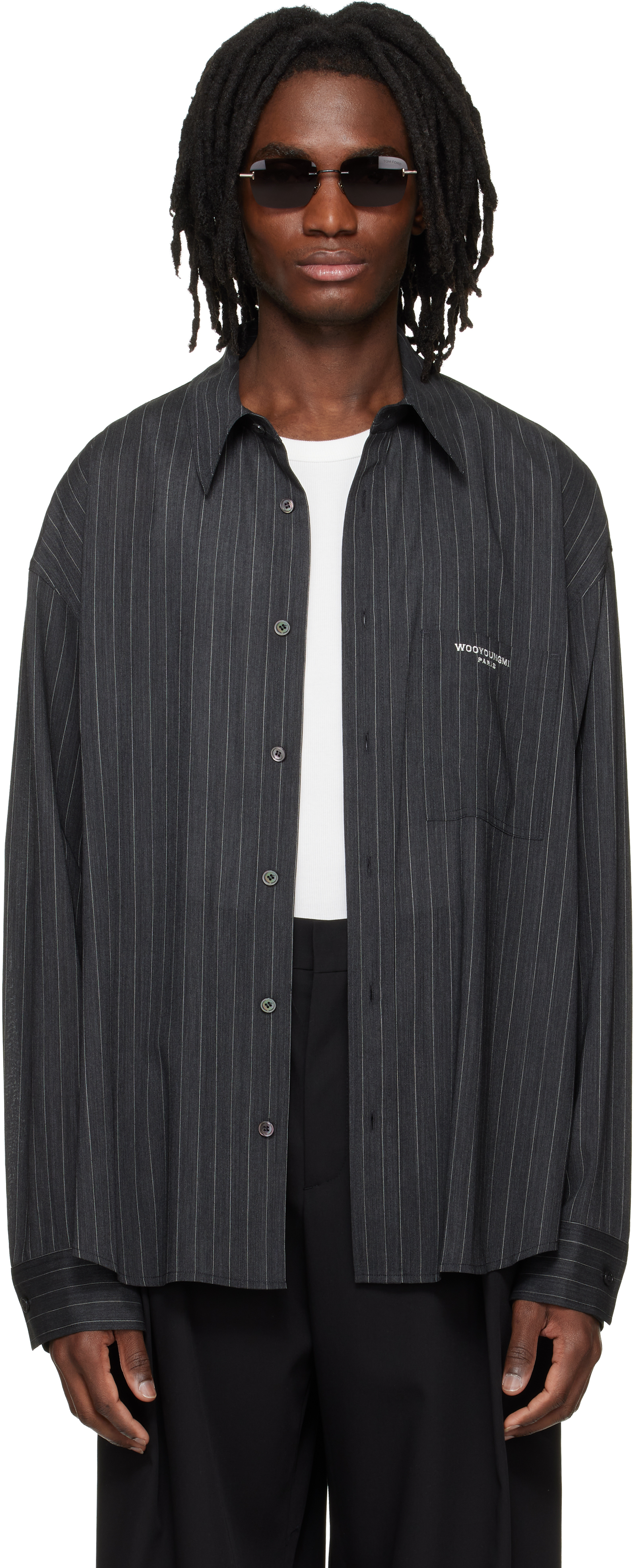 Gray Stripe Shirt by WOOYOUNGMI on Sale