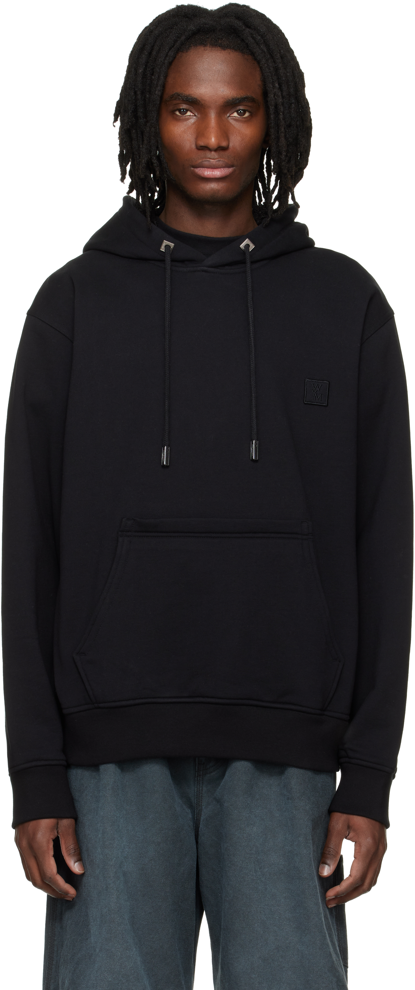 Black Flower Back Logo Hoodie by WOOYOUNGMI on Sale