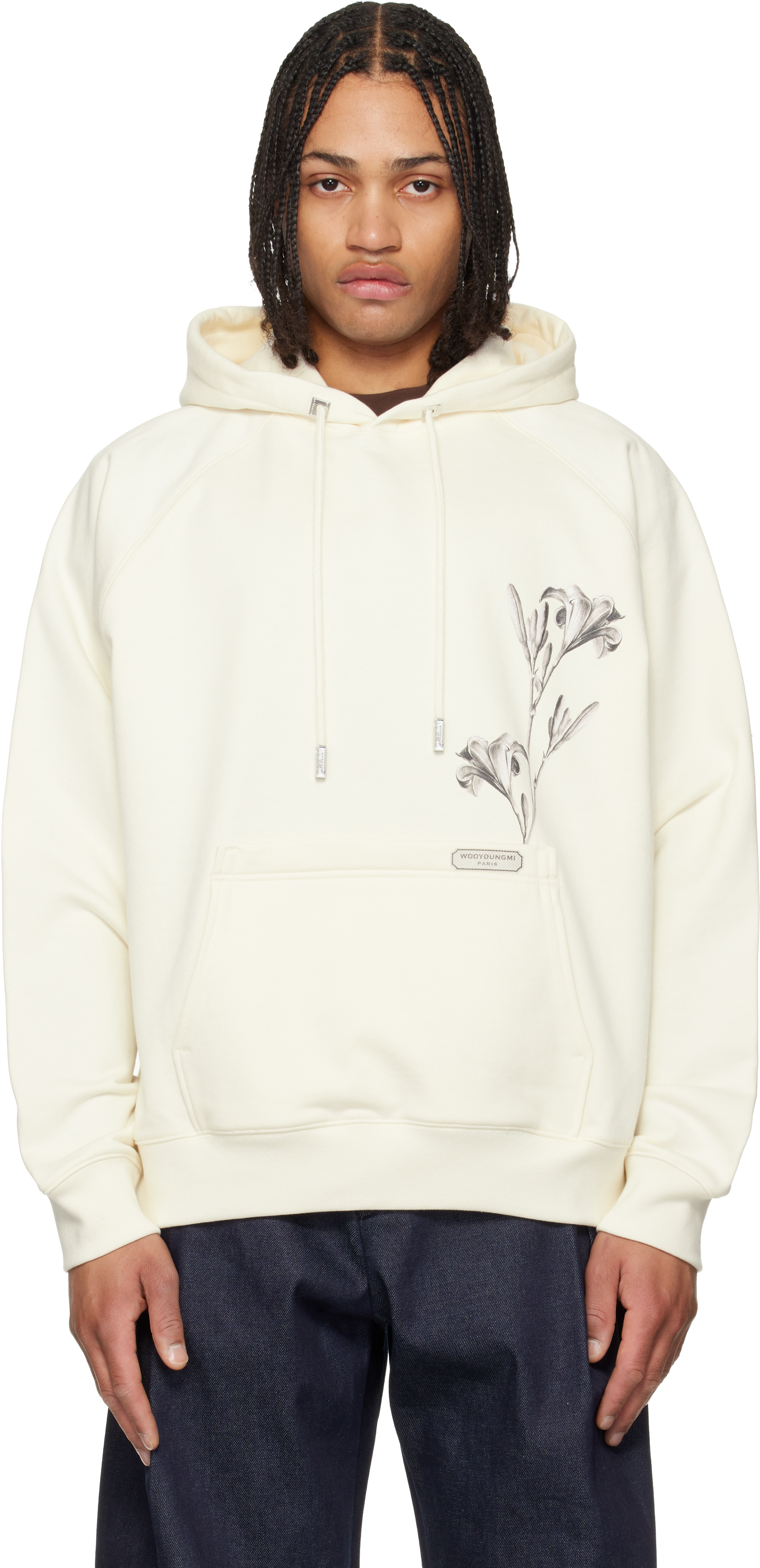 Off-White Flower Back Logo Hoodie by WOOYOUNGMI on Sale
