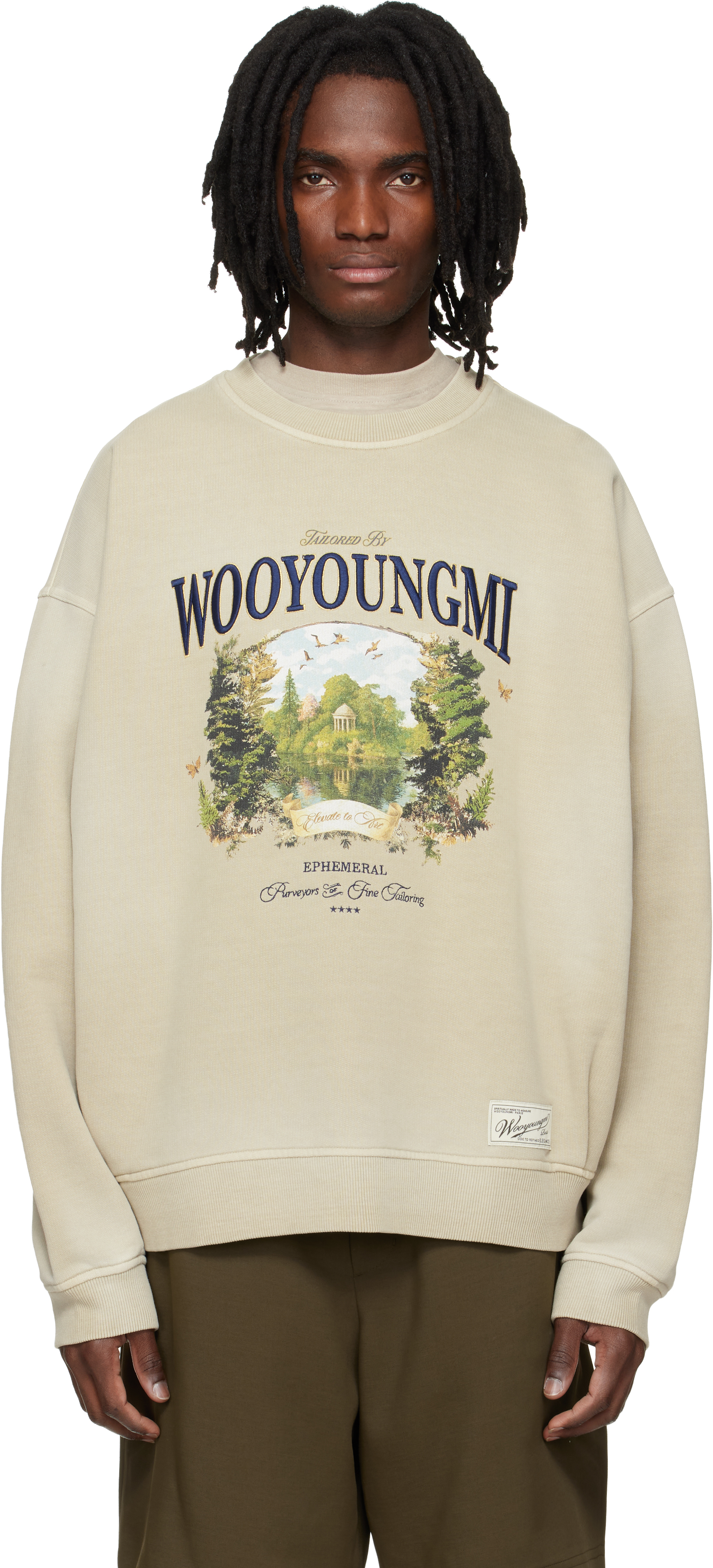 Beige Garden Graphic Sweatshirt by WOOYOUNGMI on Sale