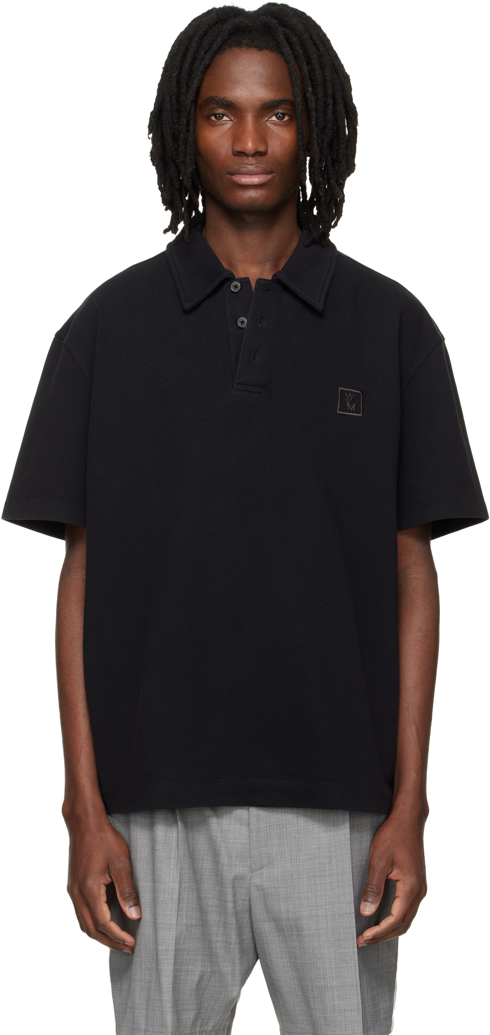 WOOYOUNGMI: Black Back Logo Polo | SSENSE