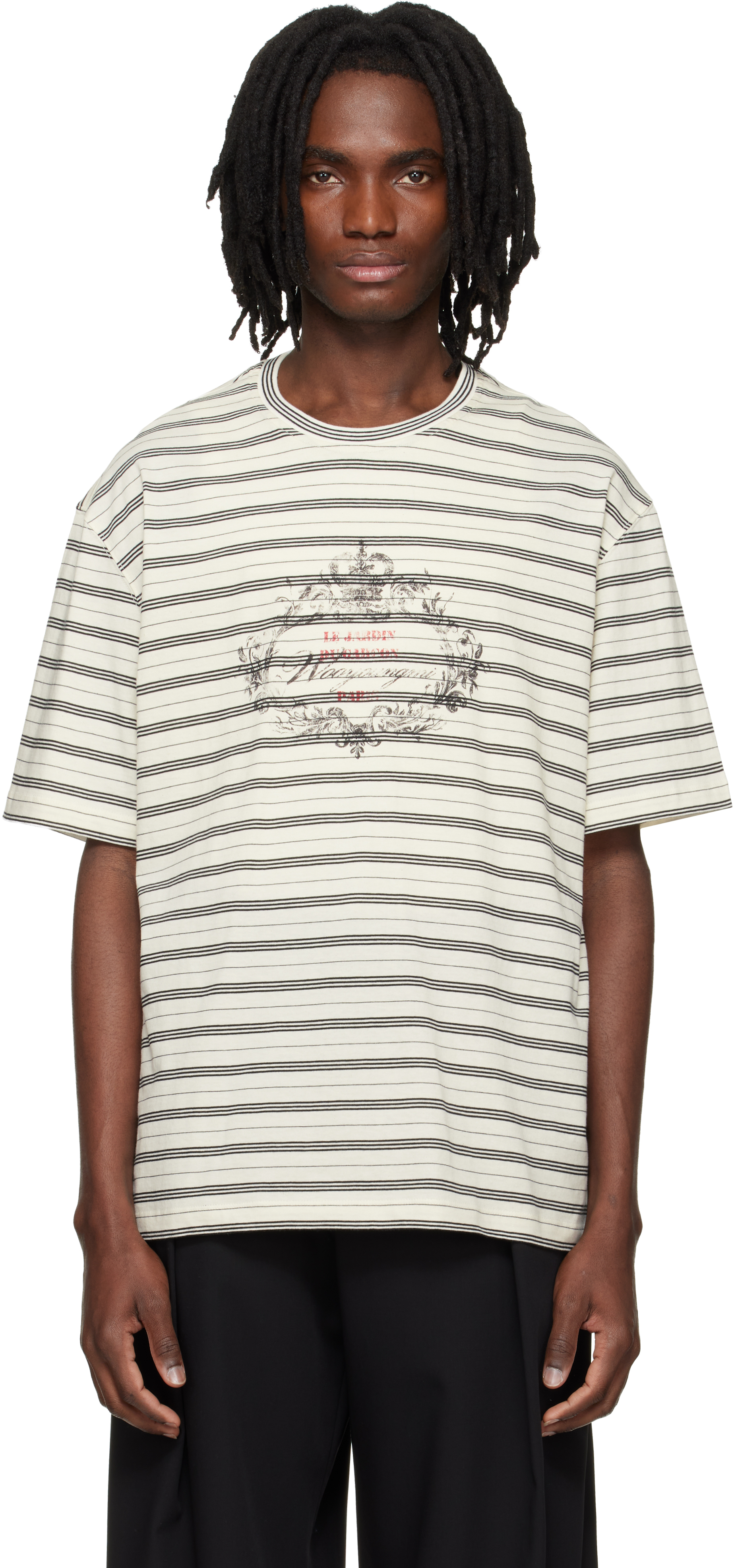 WOOYOUNGMI: Off-White Striped T-shirt | SSENSE
