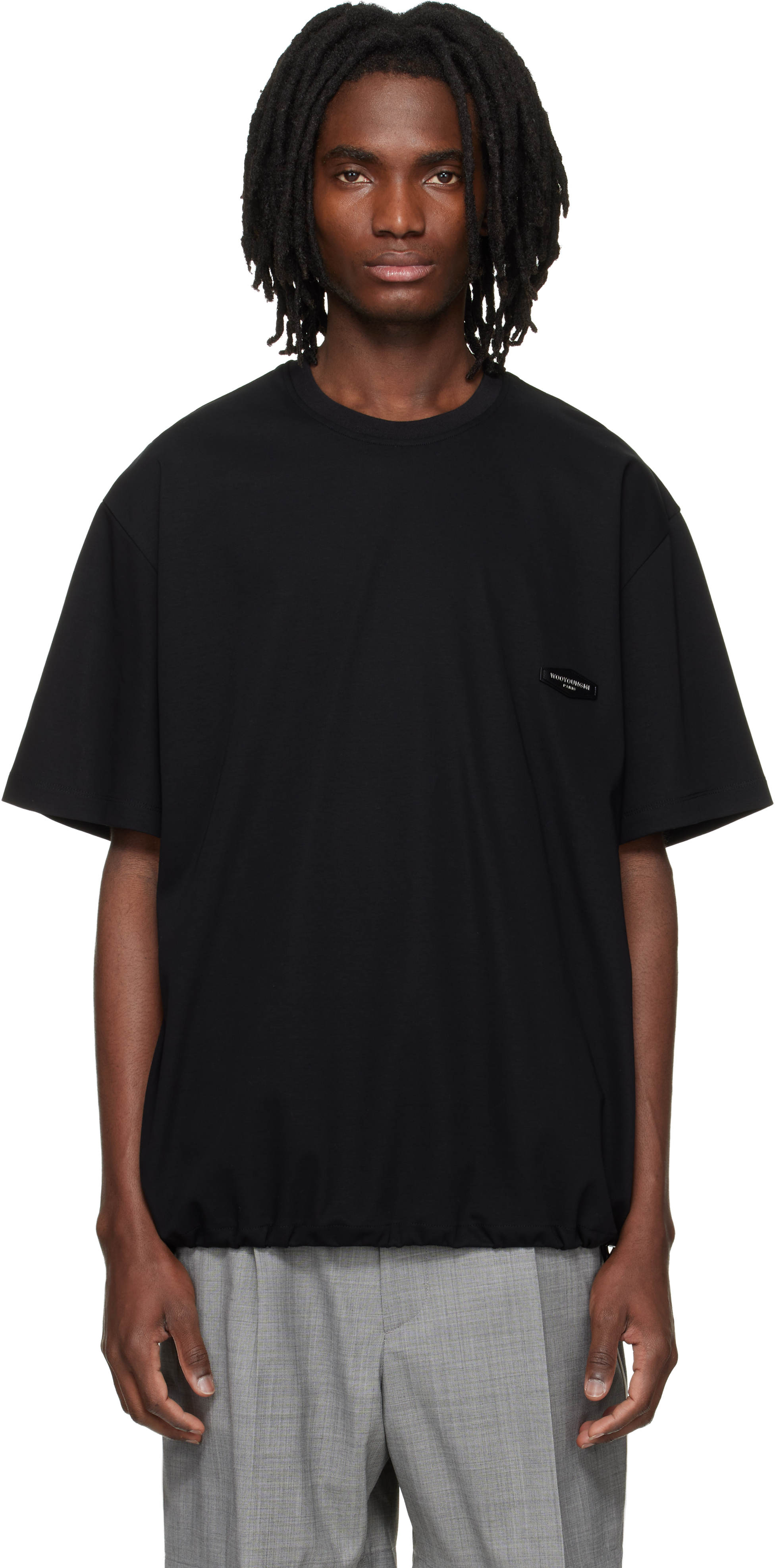 トップス WOOYOUNGMI Black String T-shirt by WOOYOUNGMI on Sale