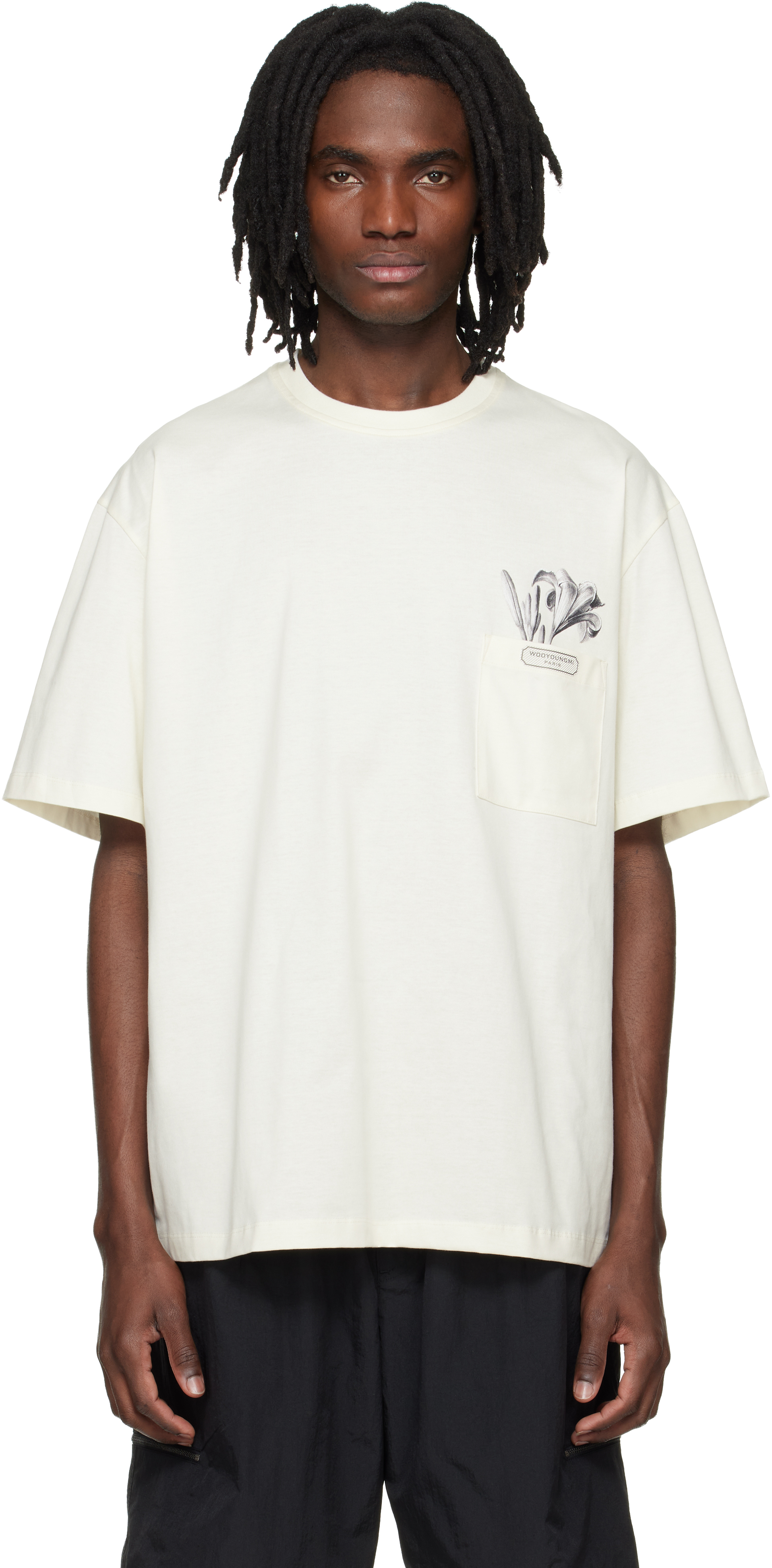 wooyoungmi tシャツ WOOYOUNGMI: ネイビー ロゴ Tシャツ | SSENSE 日本