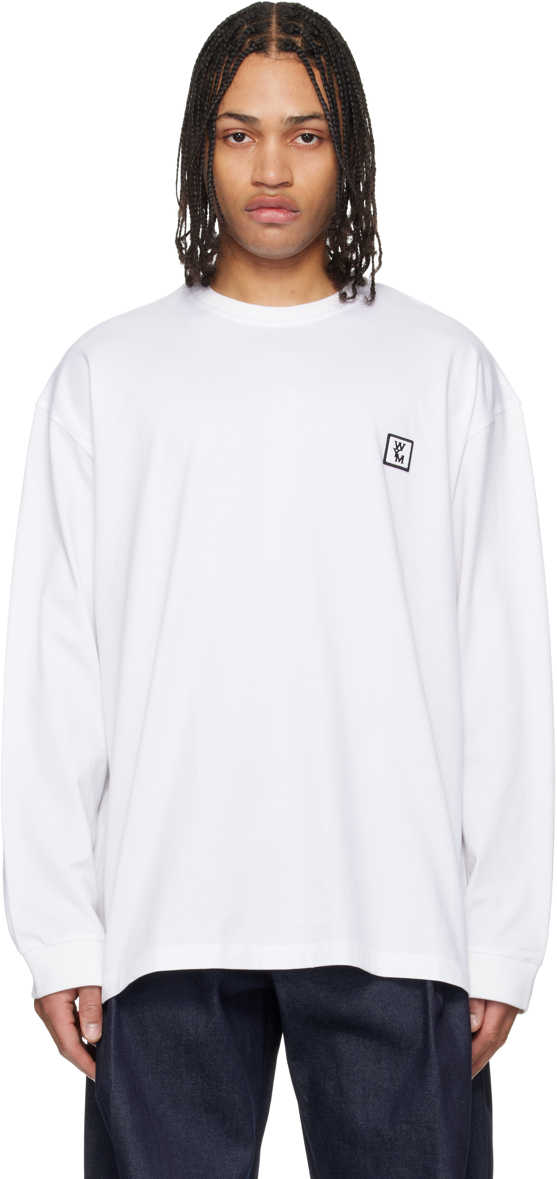 完売品 Wooyoungmi Long Sleeve Patch Polo WOOYOUNGMI: White Long Sleeve Logo T-shirt | SSENSE
