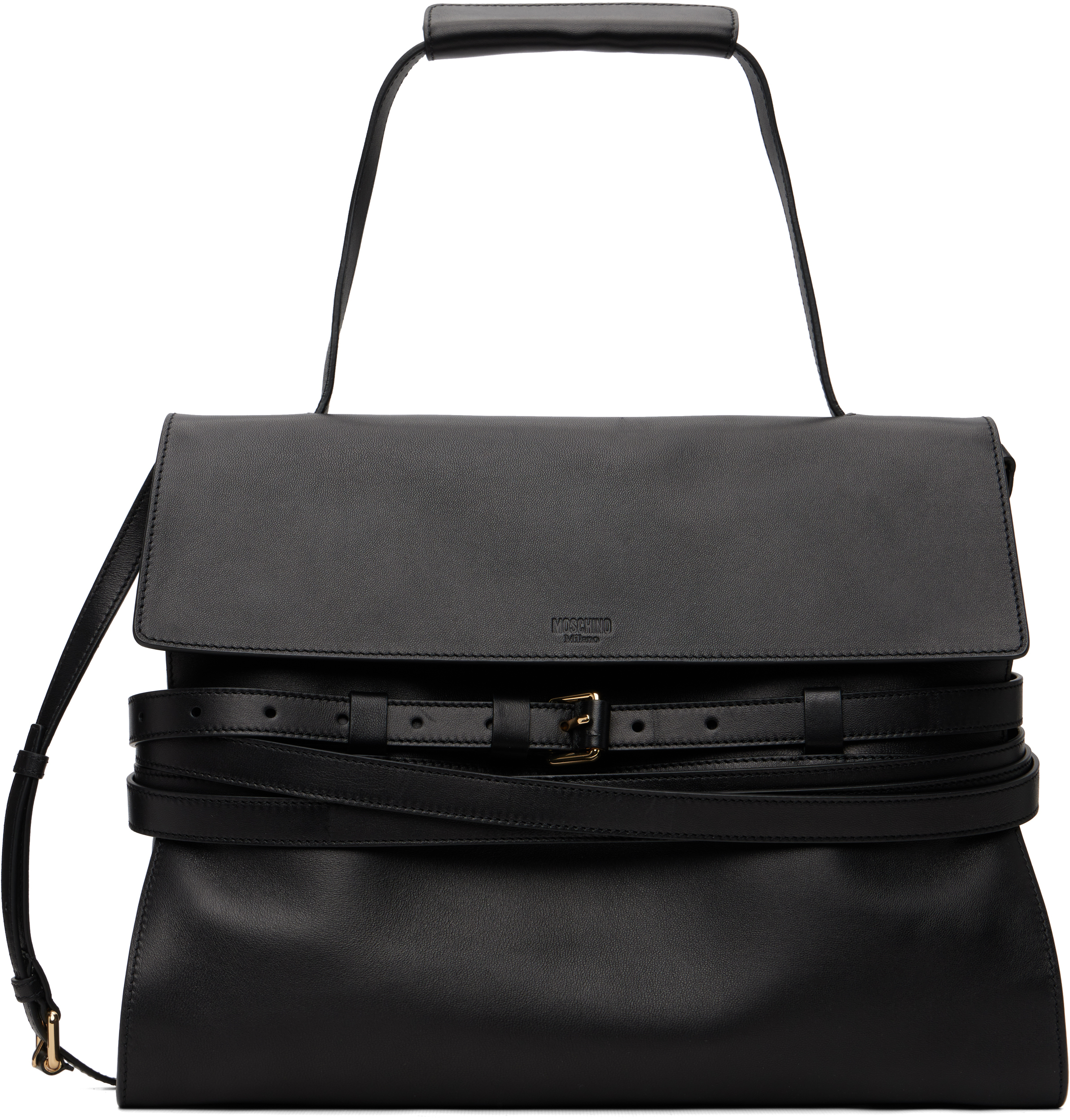 Moschino: Black 'Tie Me' Medium Bag | SSENSE